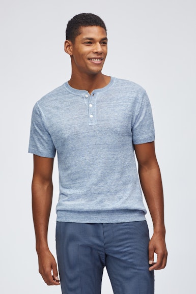 Short Sleeve Linen Henley