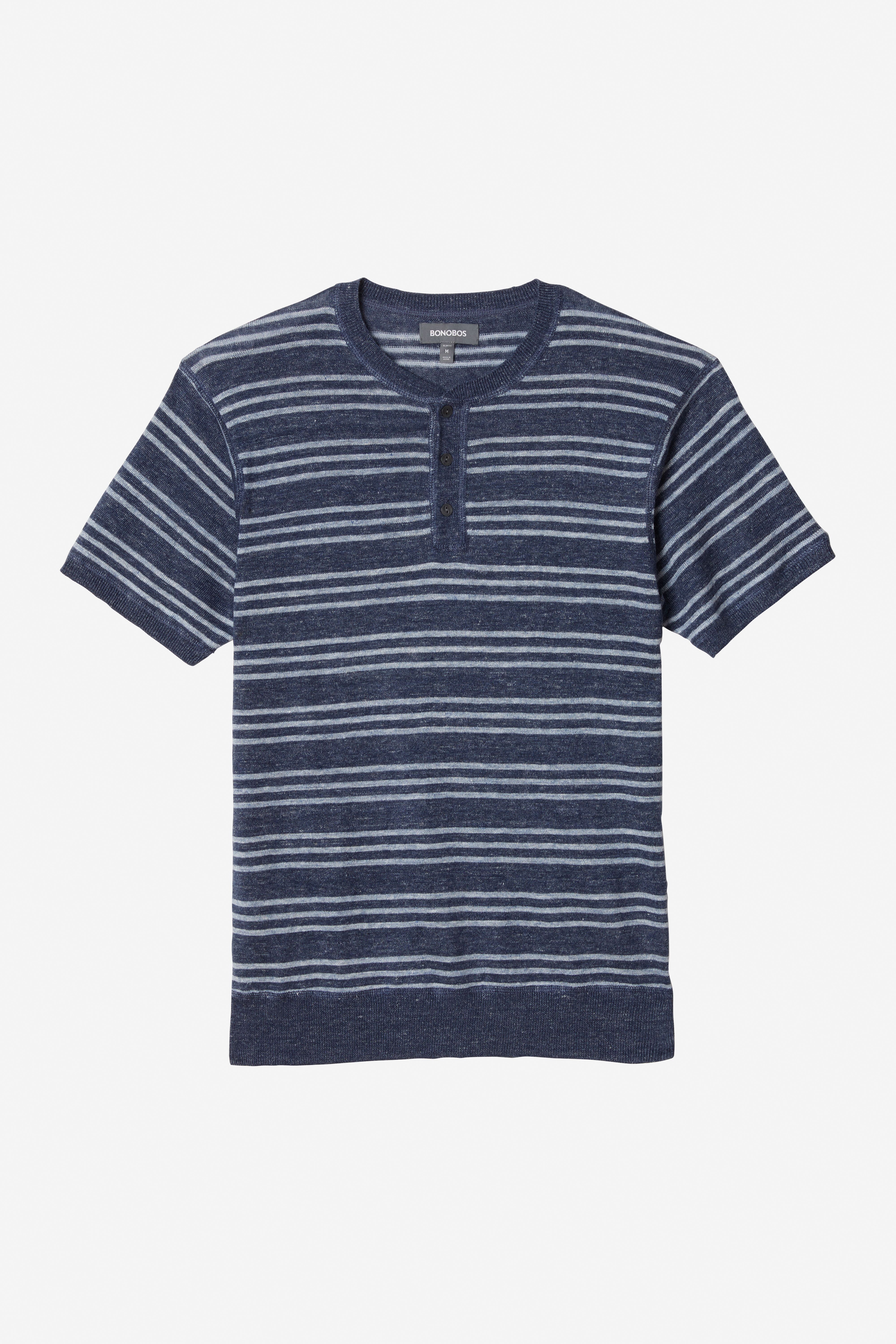 Short Sleeve Linen Henley