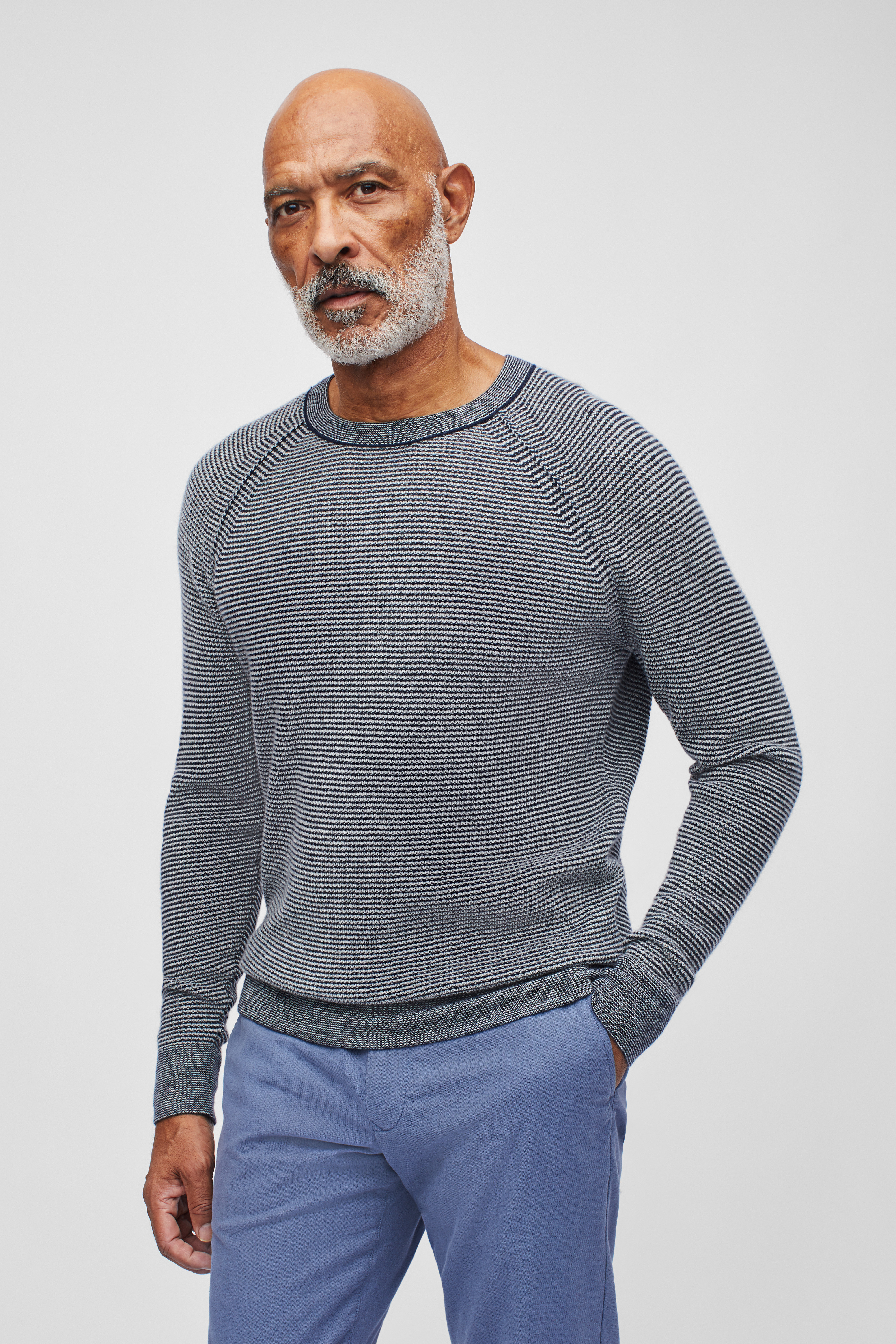 Cashmere Waffle Textured Crew Neck Sweater