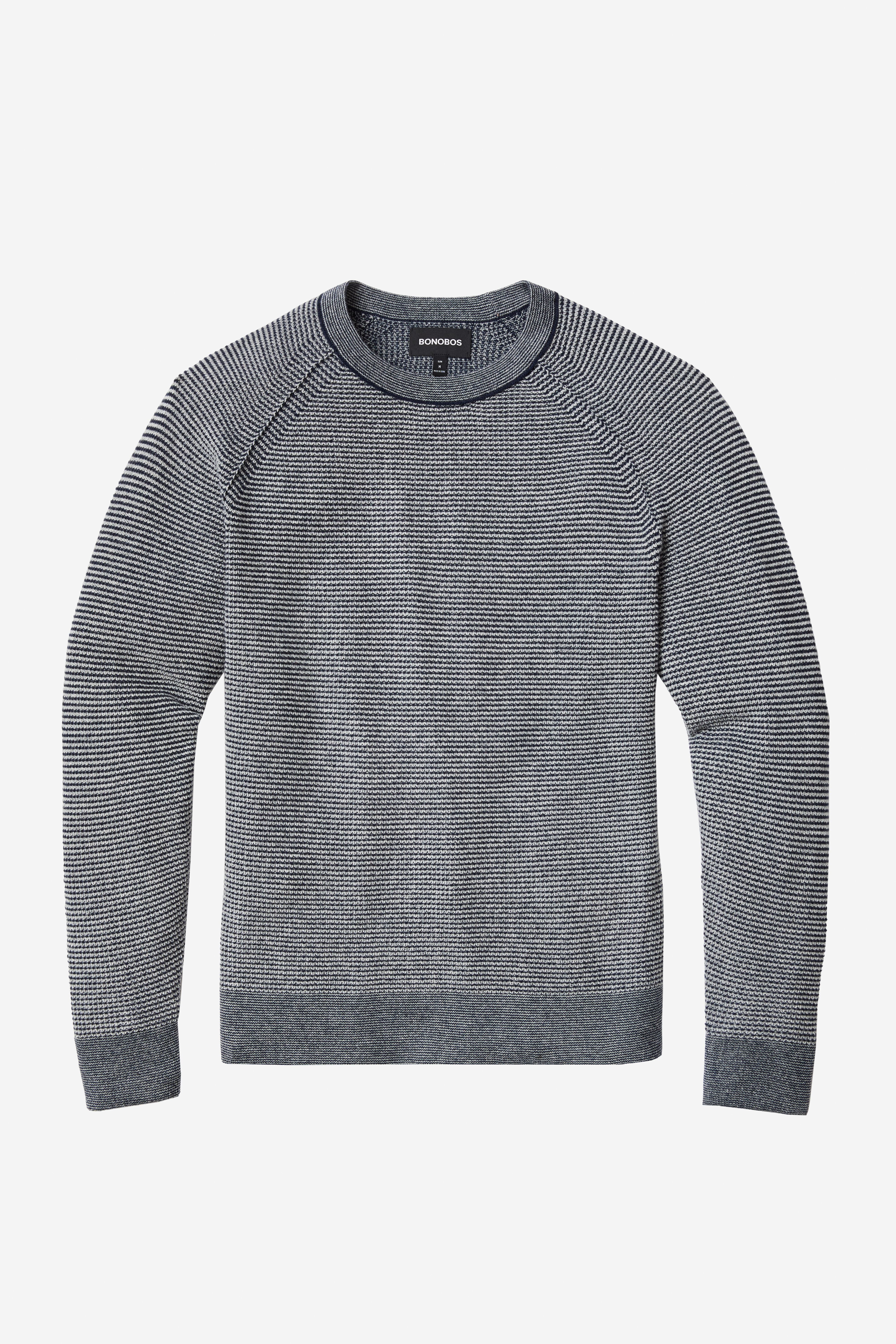 Cashmere Waffle Textured Crew Neck Sweater