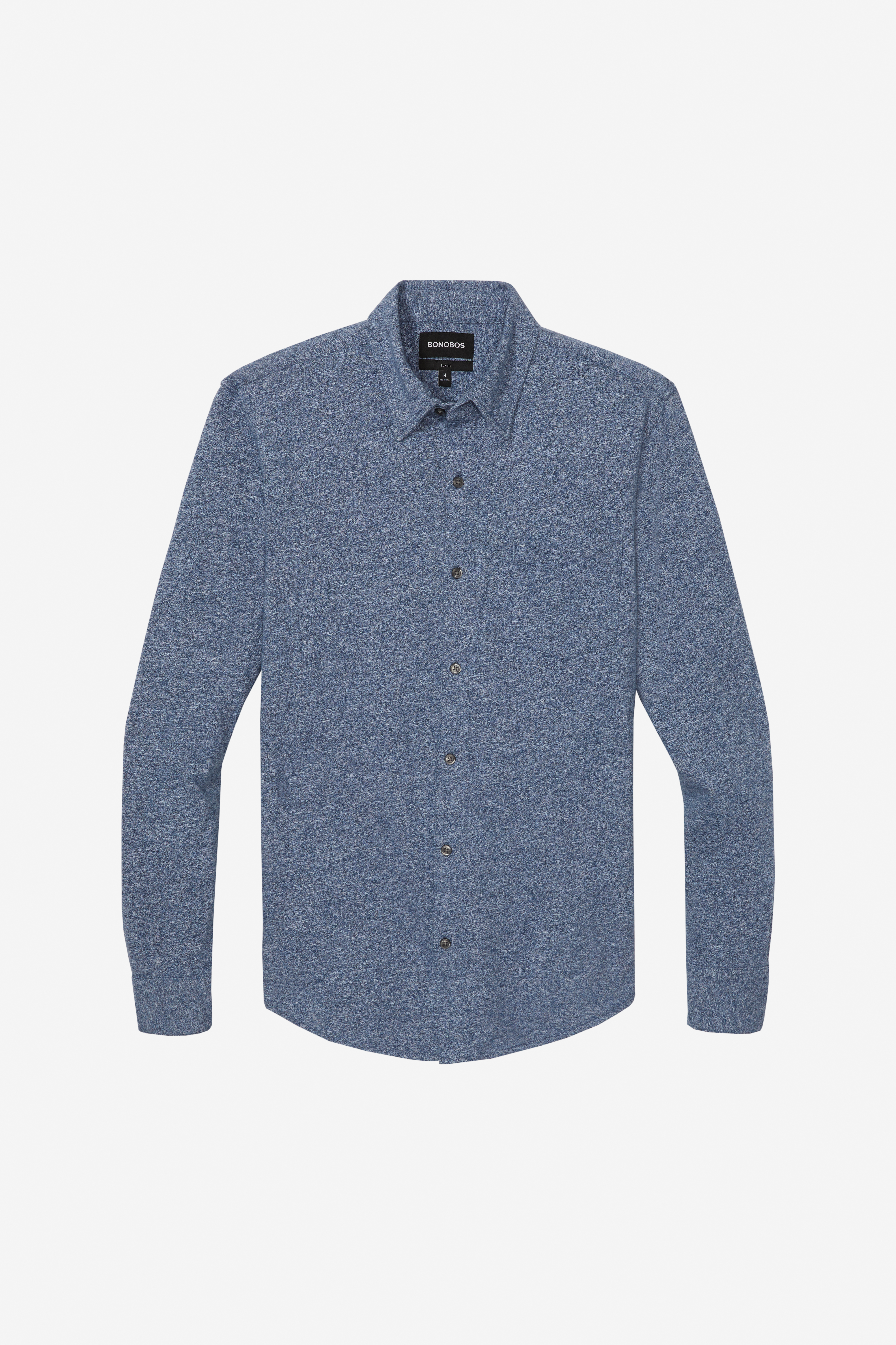 Marled Jersey Button-Down Extended Sizes