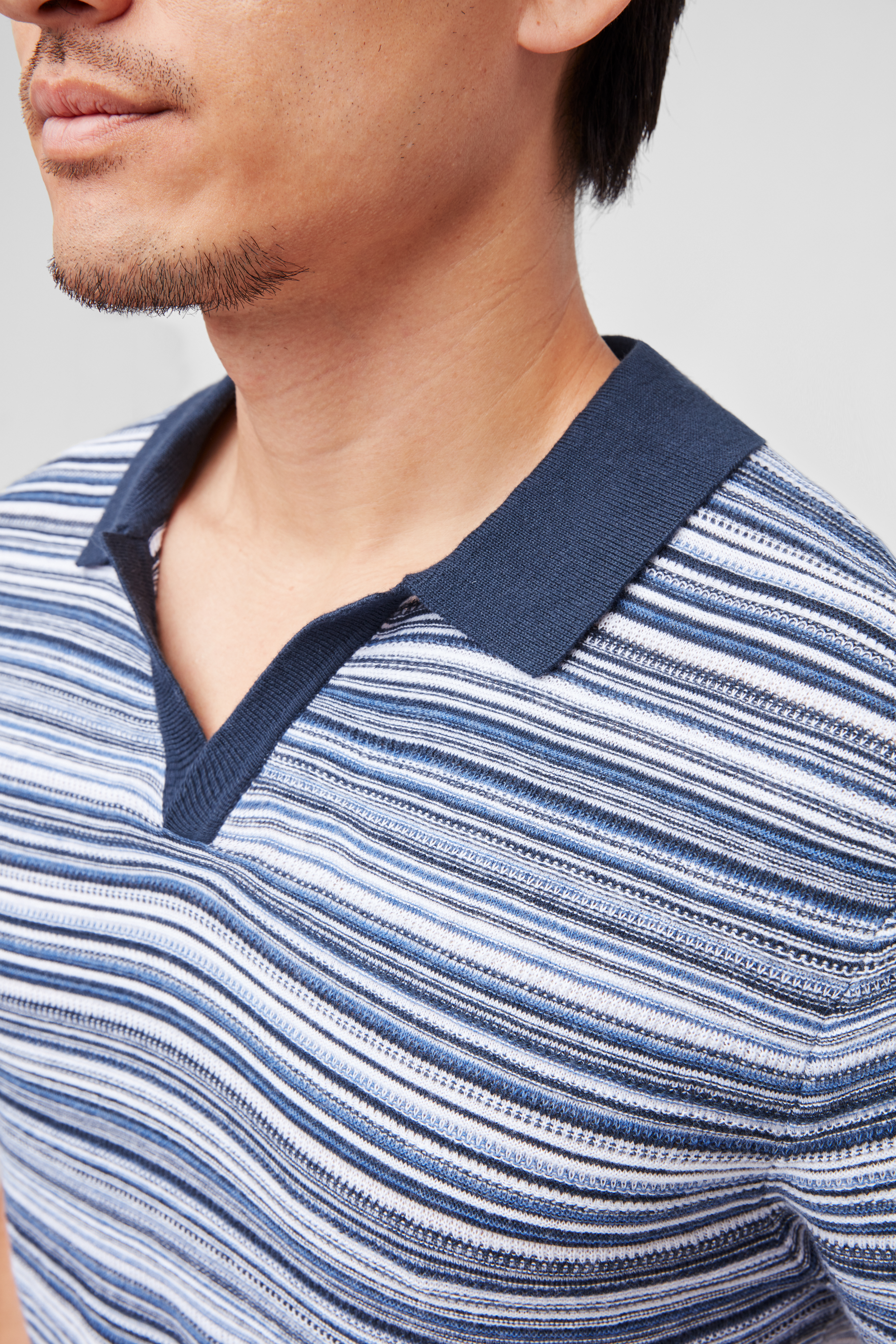 Cotton Cashmere Johnny Collar Polo