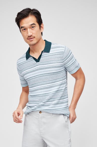 Cotton Cashmere Johnny Collar Polo