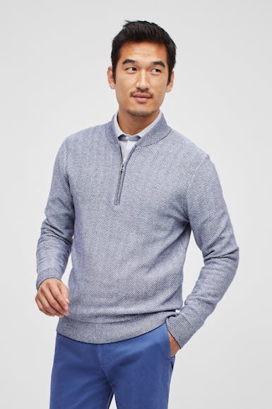 Cotton Cashmere Half-Zip Sweater