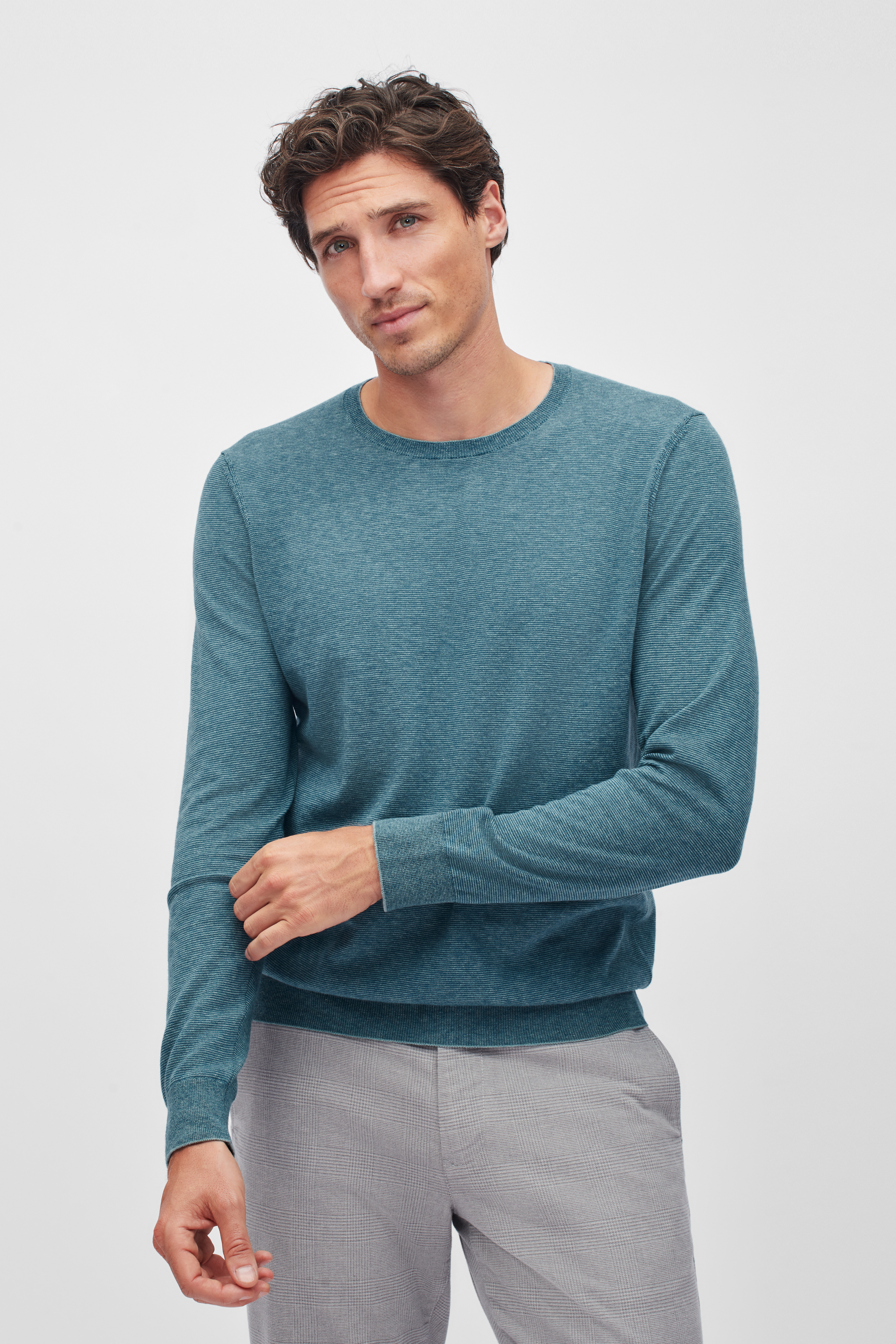 Lightweight Cotton Crew Neck Sweater