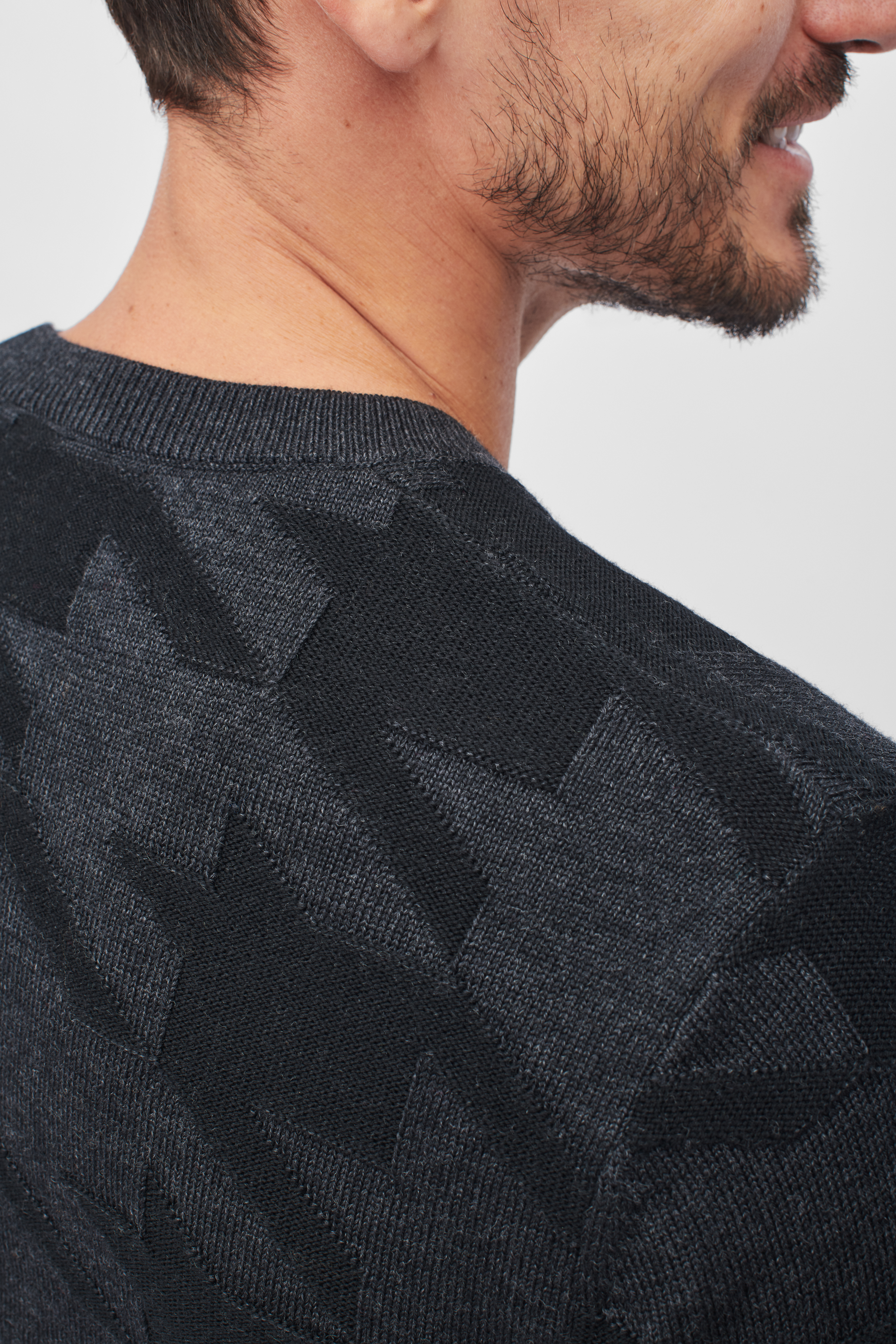 Merino Houndstooth Crew Neck Sweater