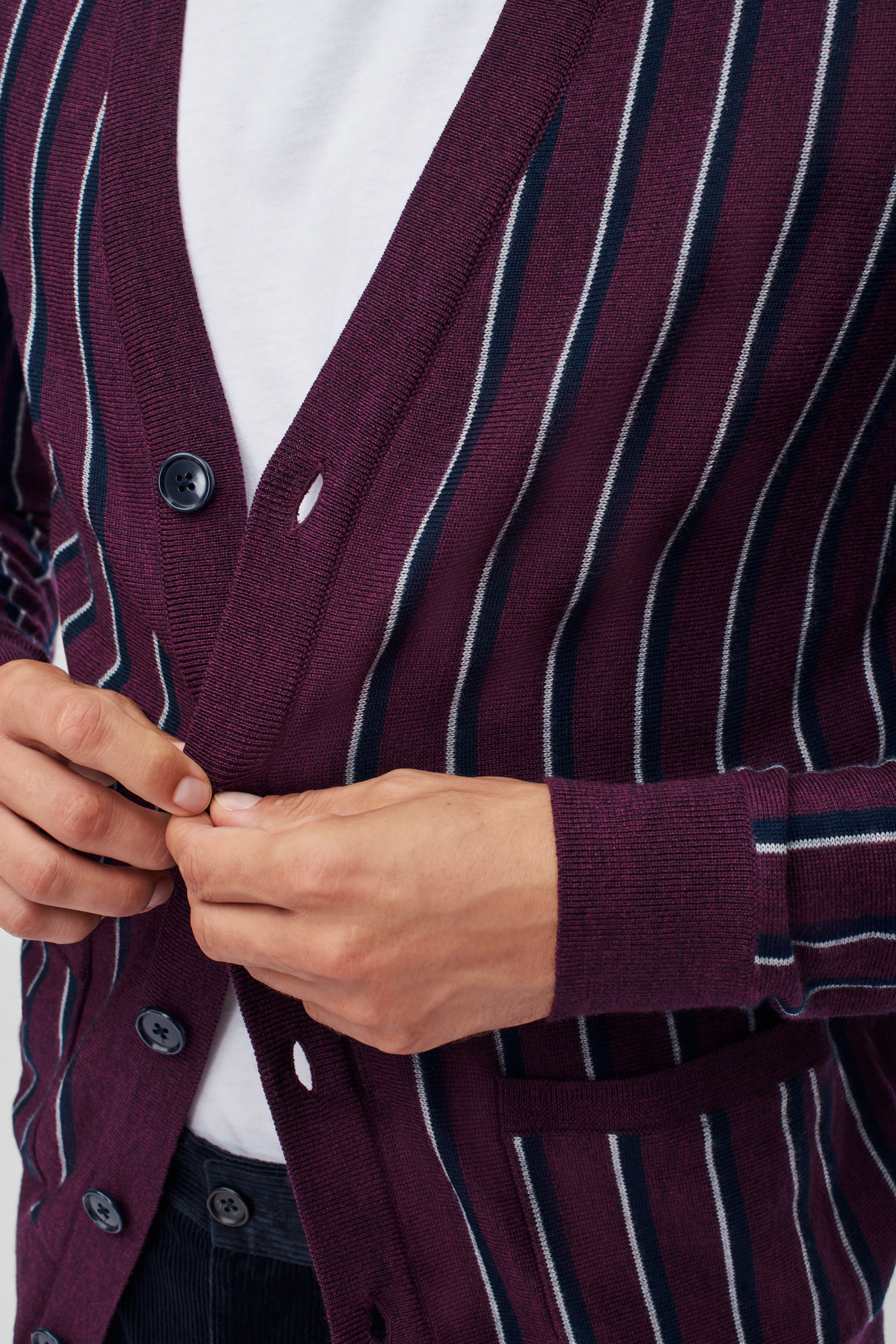 Merino Striped Cardigan