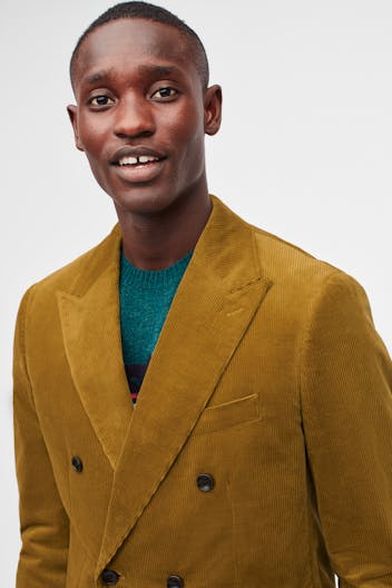 Double-Breasted Stretch Corduroy Blazer