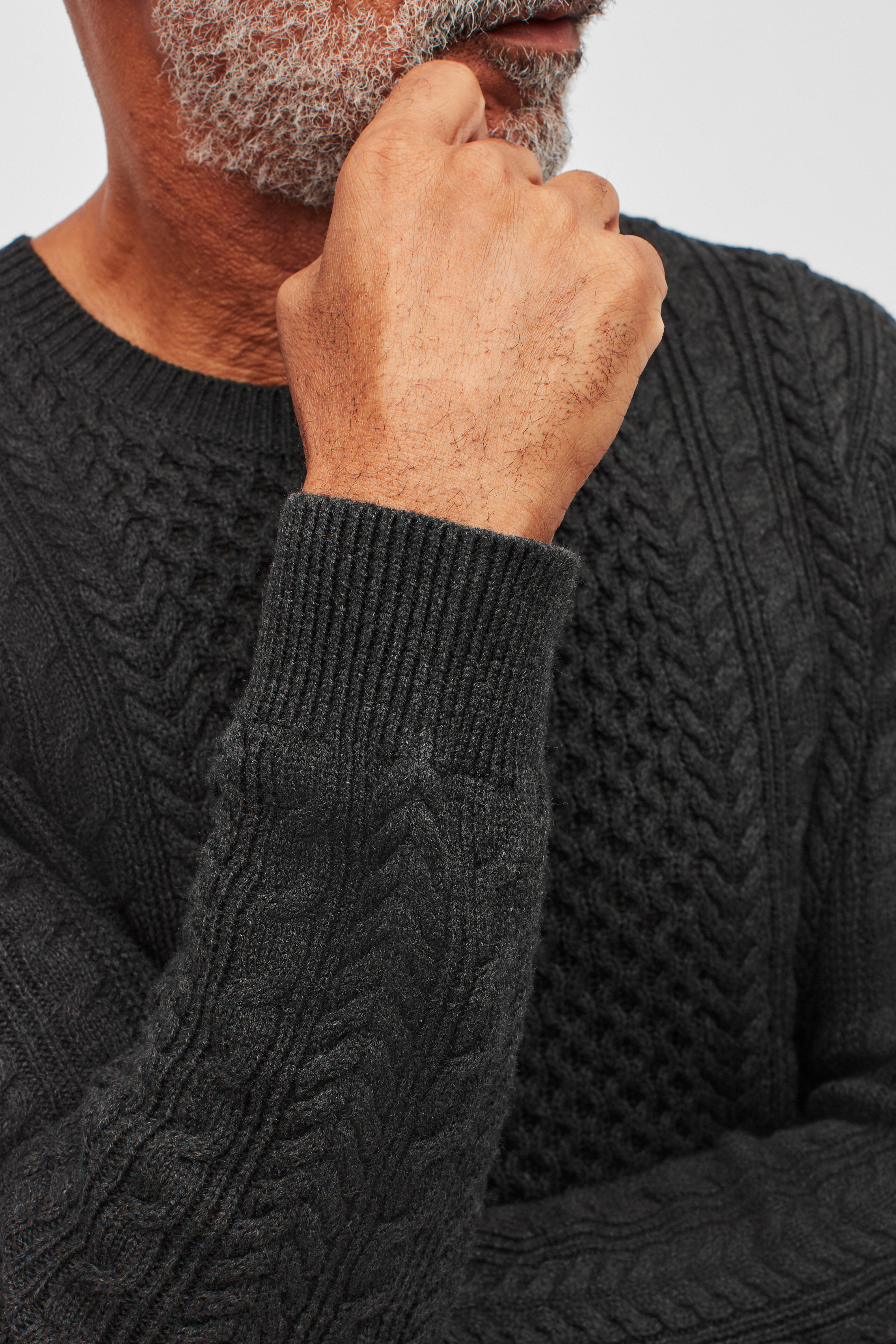 Cotton Cashmere Cable Crew Neck Sweater