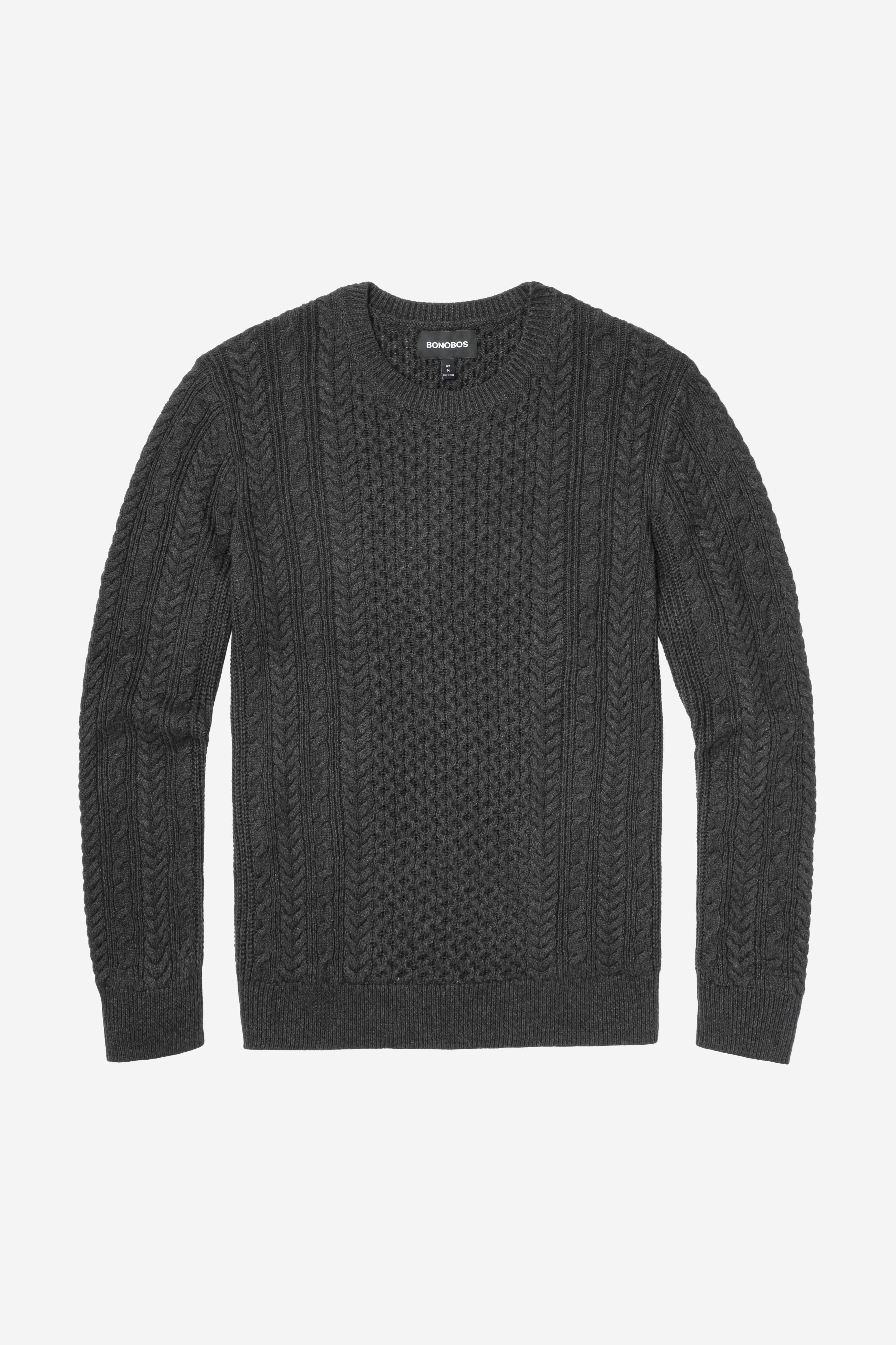 Cotton Cashmere Cable Crew Neck Sweater