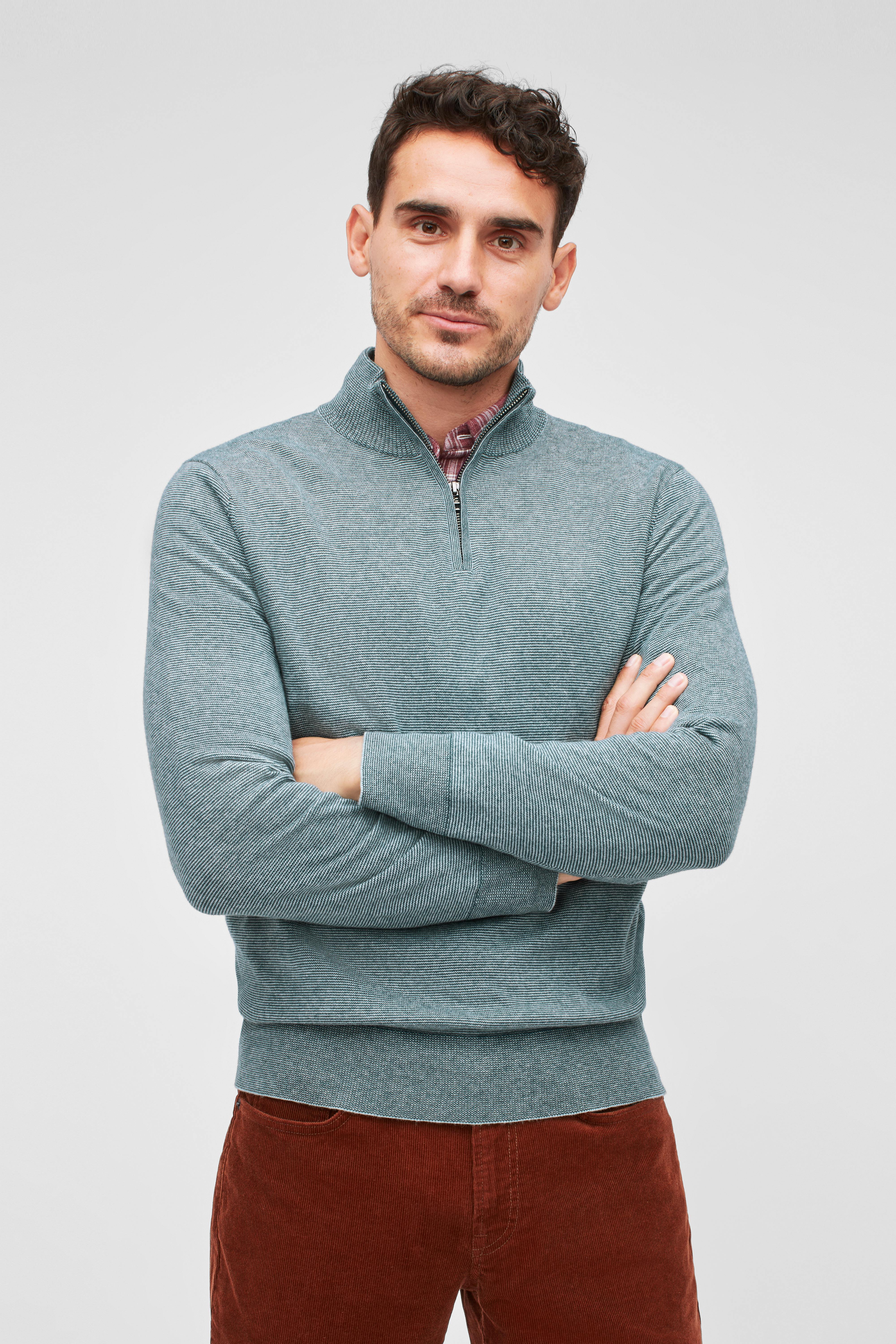 Washable Cotton Cashmere Half-Zip Sweater
