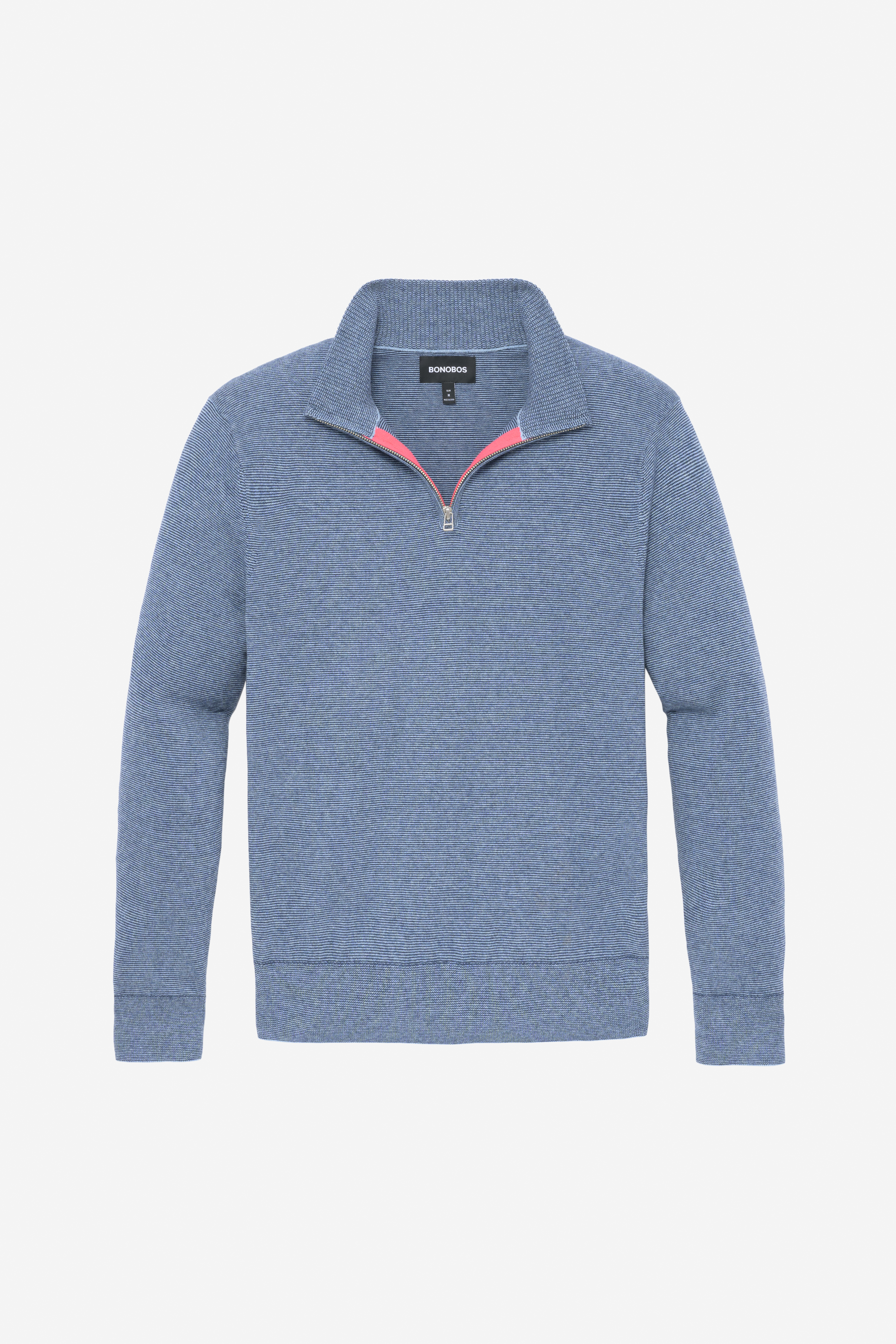 Washable Cotton Cashmere Half-Zip Sweater