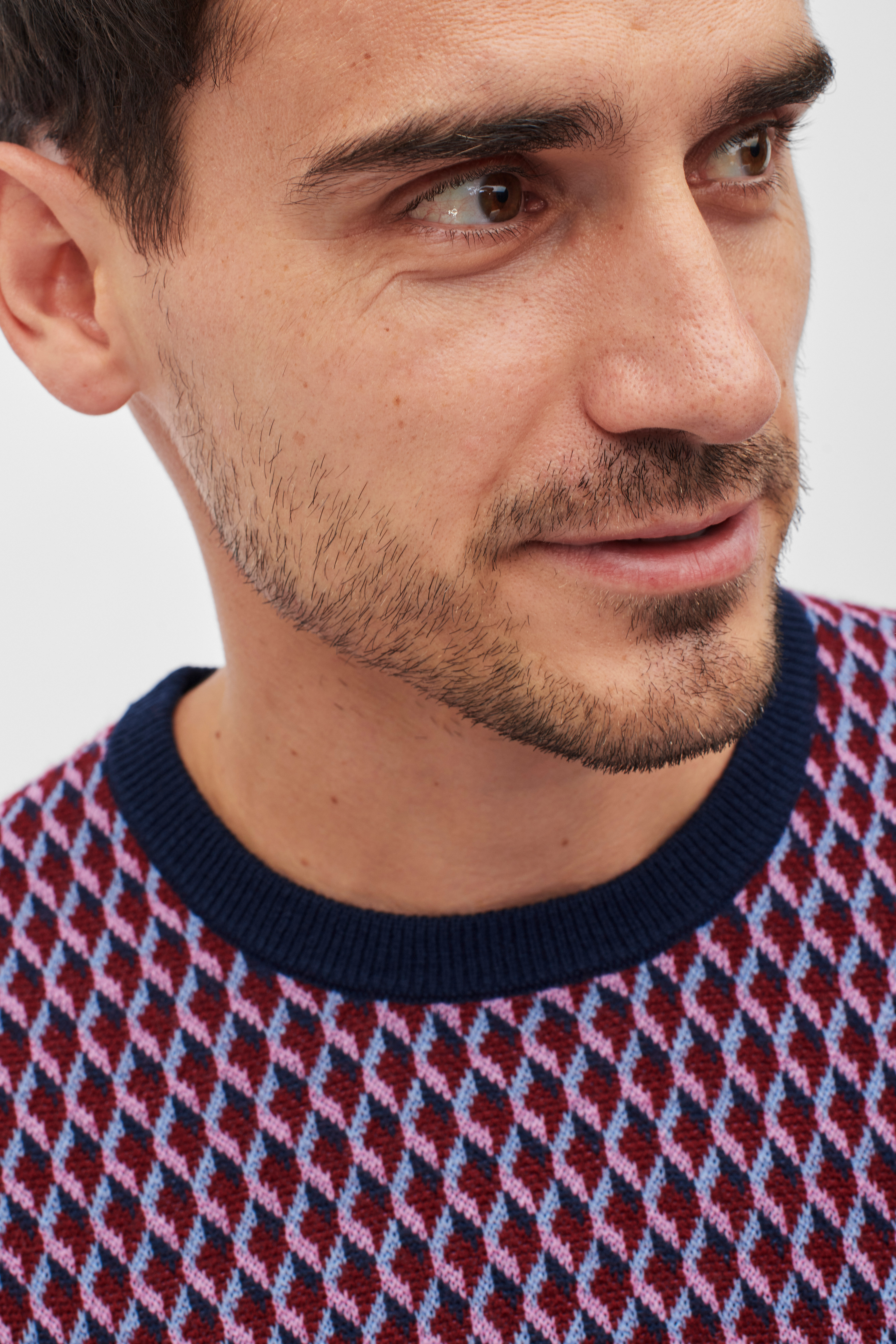 Merino Jacquard Crew Neck Sweater