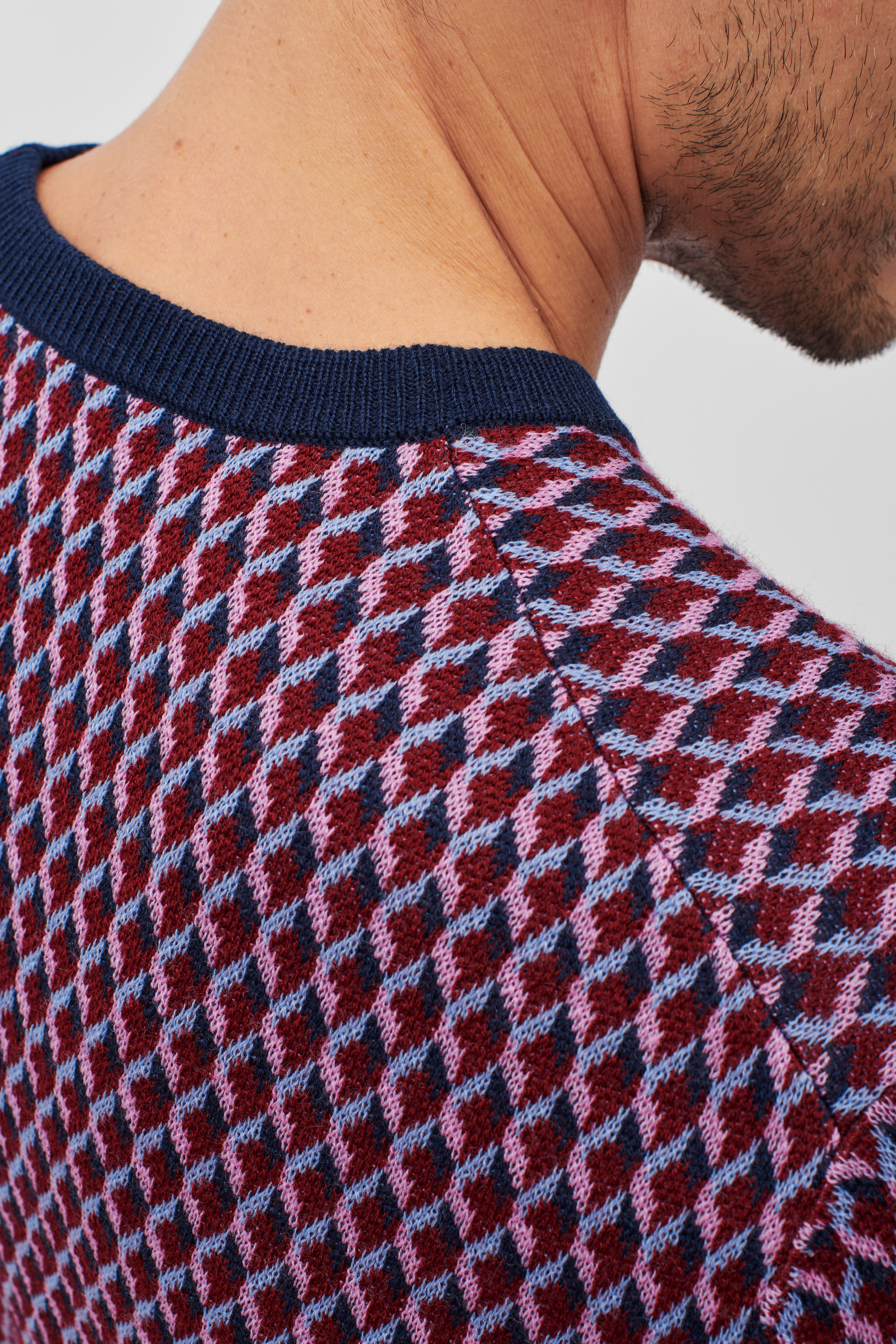 Merino Jacquard Crew Neck Sweater