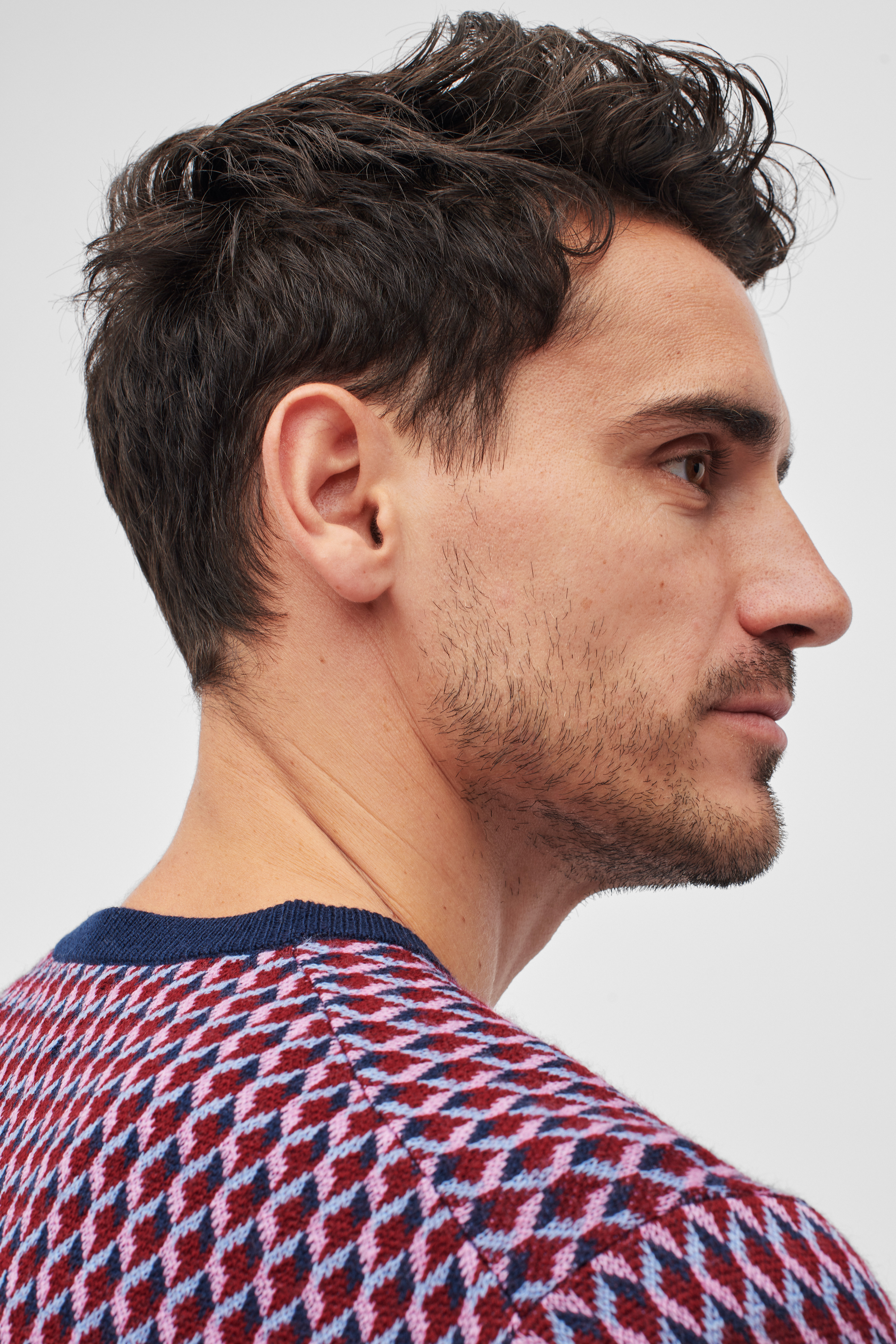 Merino Jacquard Crew Neck Sweater