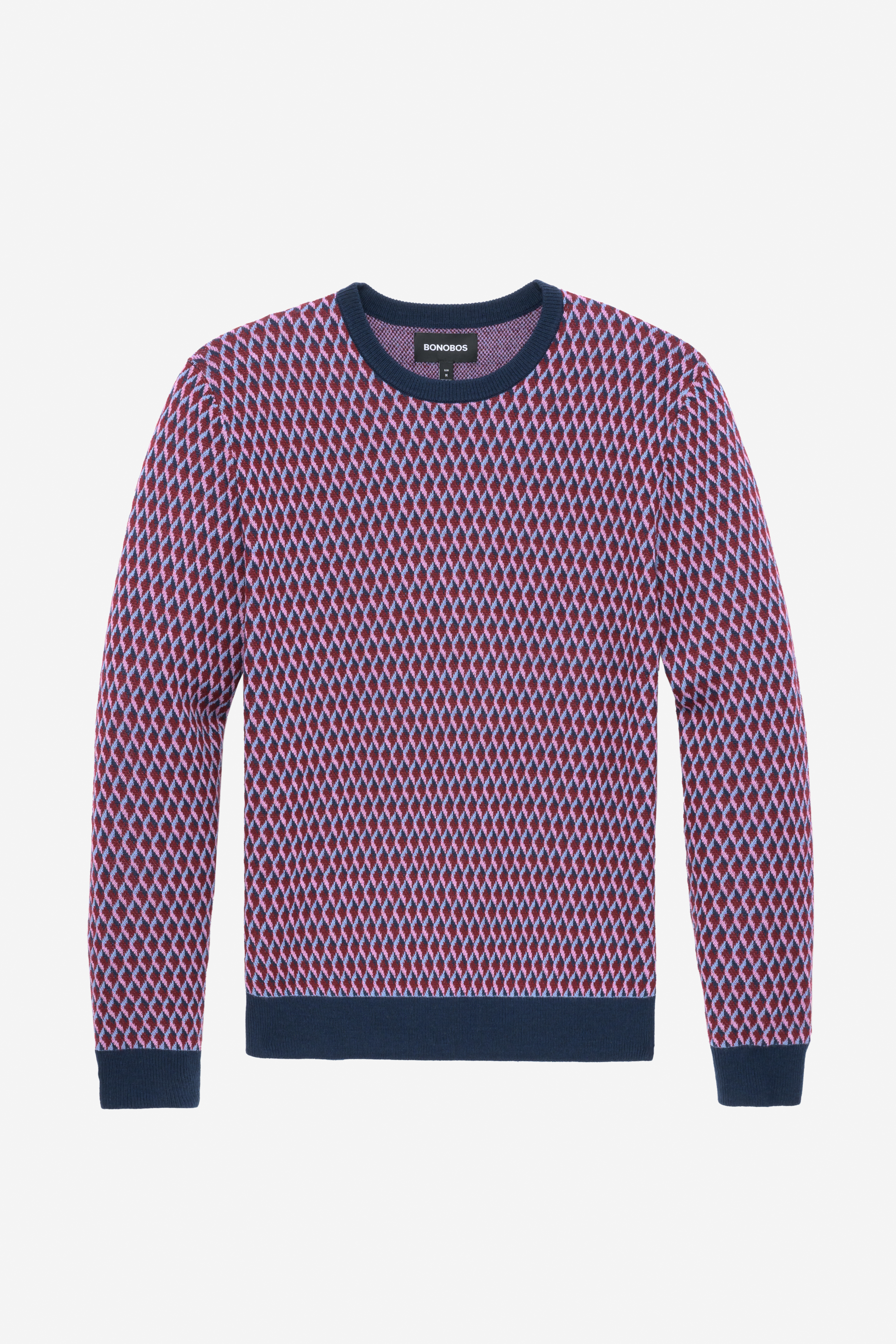 Merino Jacquard Crew Neck Sweater