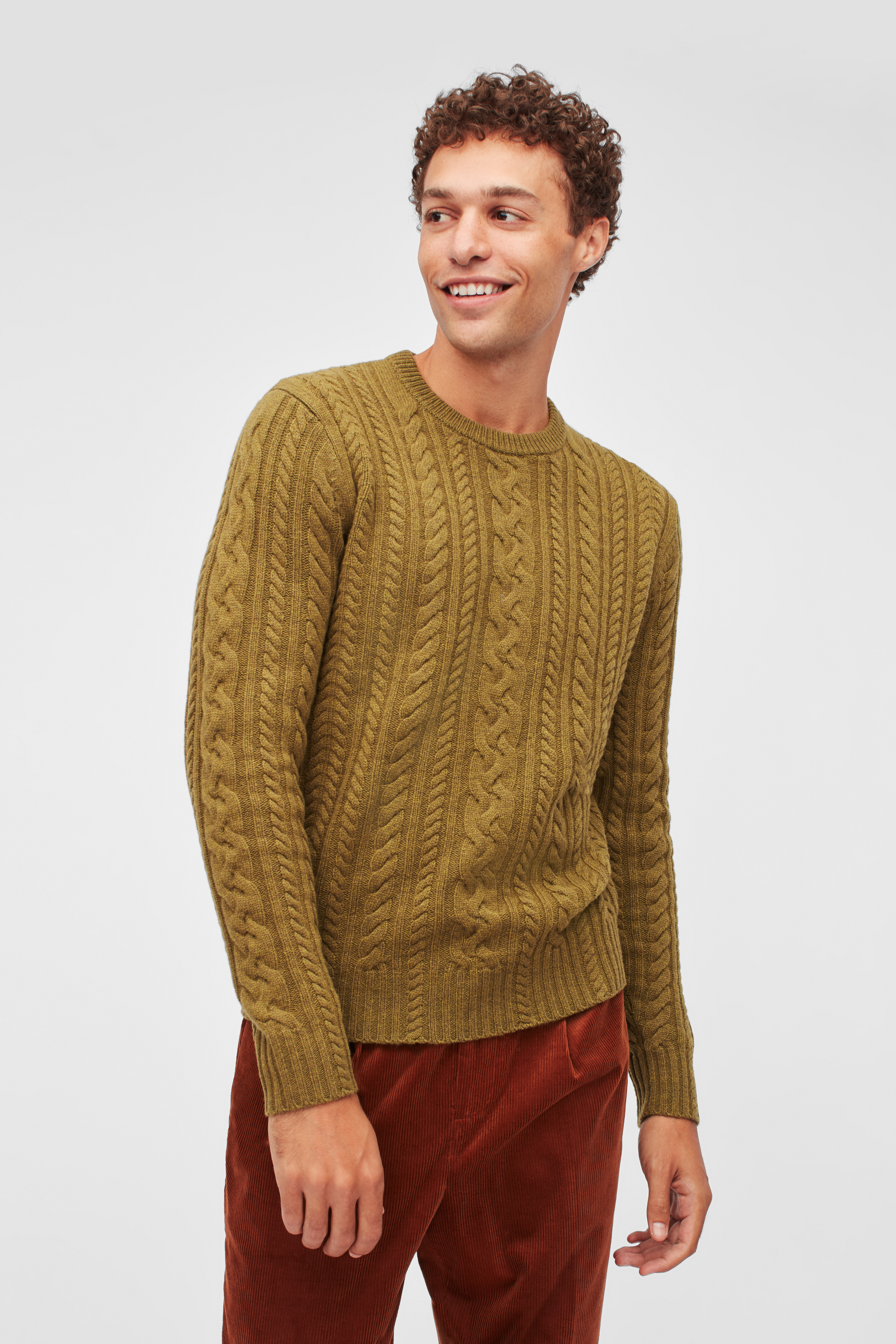 Merino Cable Crew Neck Sweater