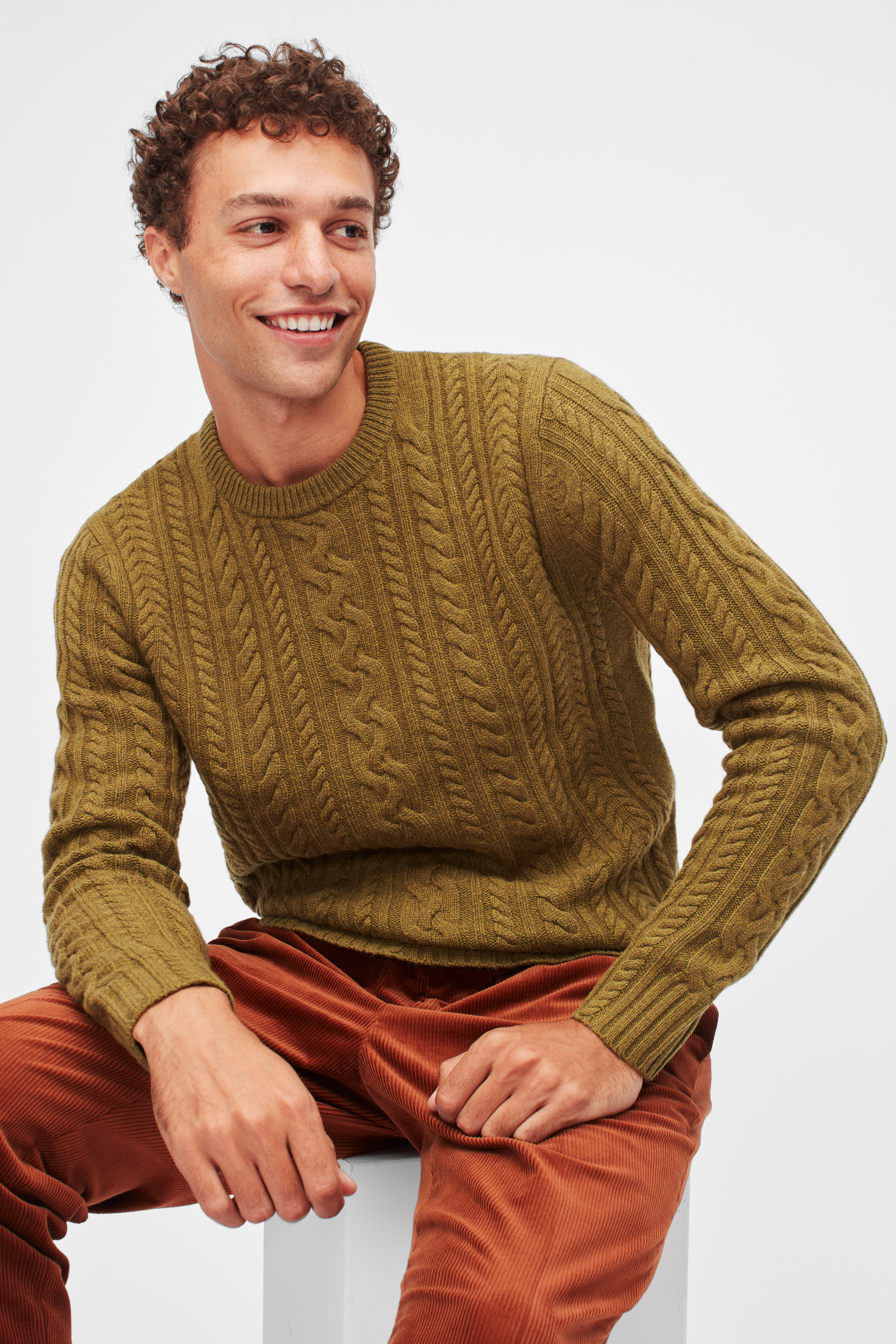 Merino Cable Crew Neck Sweater