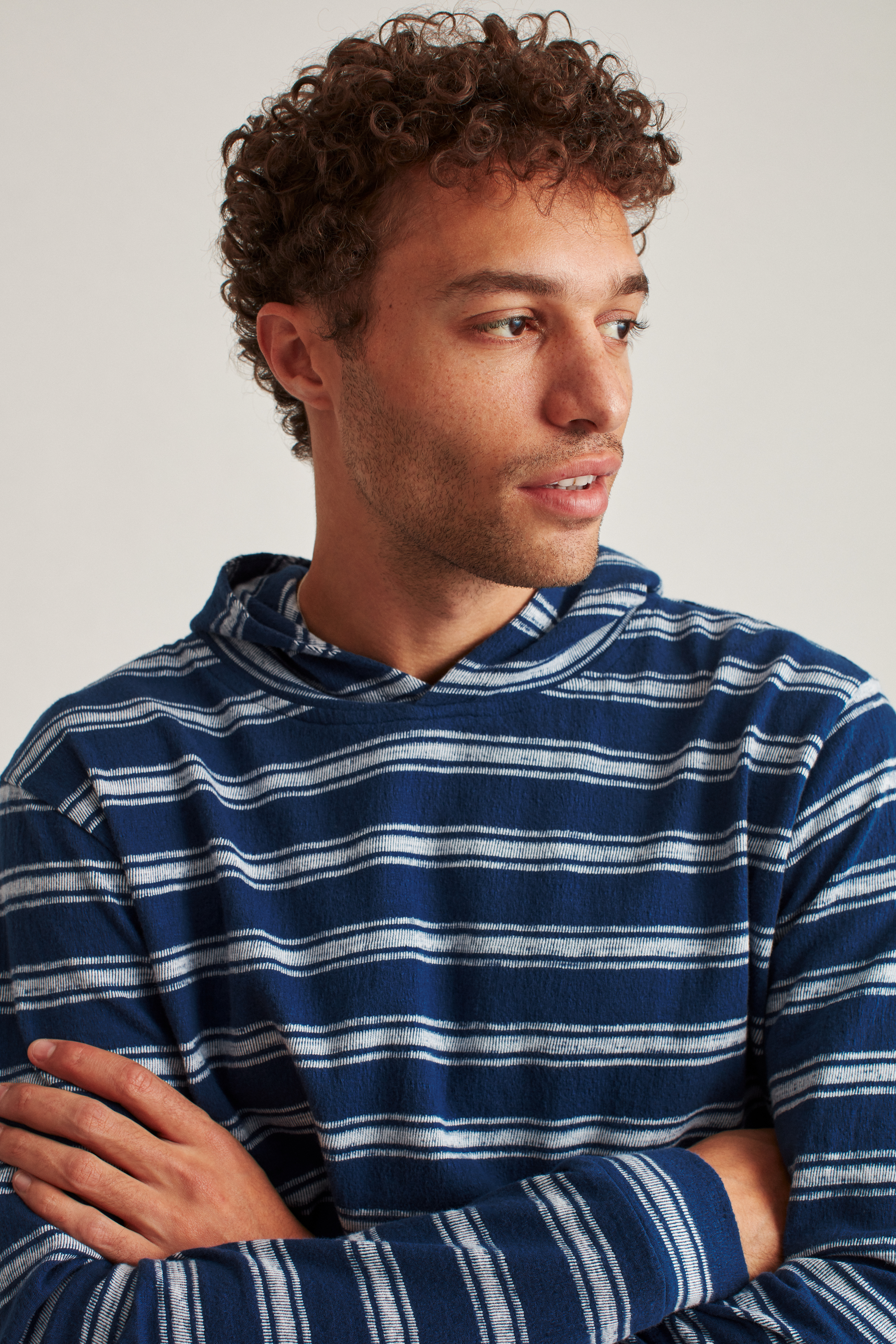 Lightweight French Terry Striped Hoodie