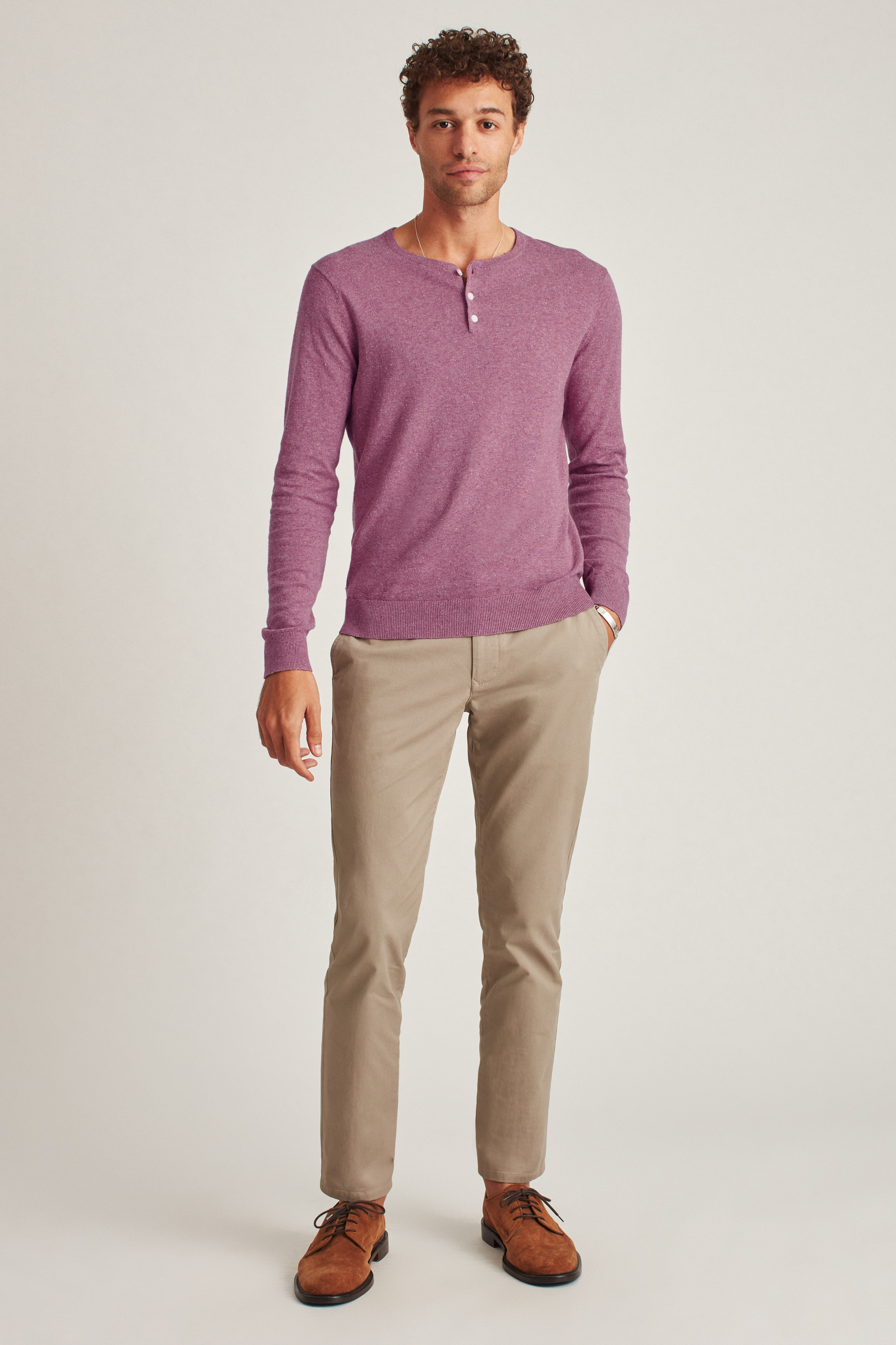 Cotton Hemp Henley Three Button Long Sleeve Shirt | Bonobos