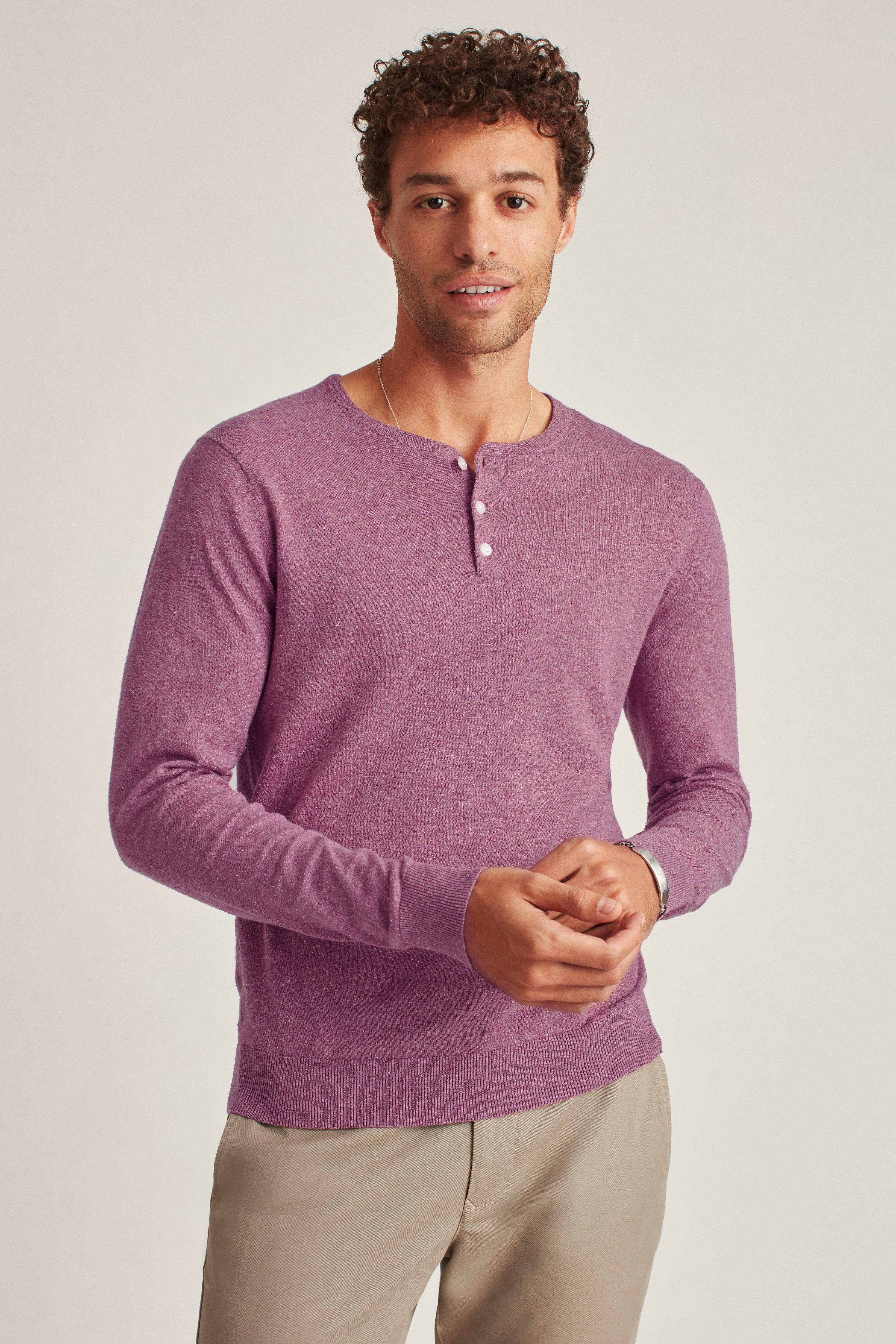 Cotton Hemp Henley Three Button Long Sleeve Shirt | Bonobos