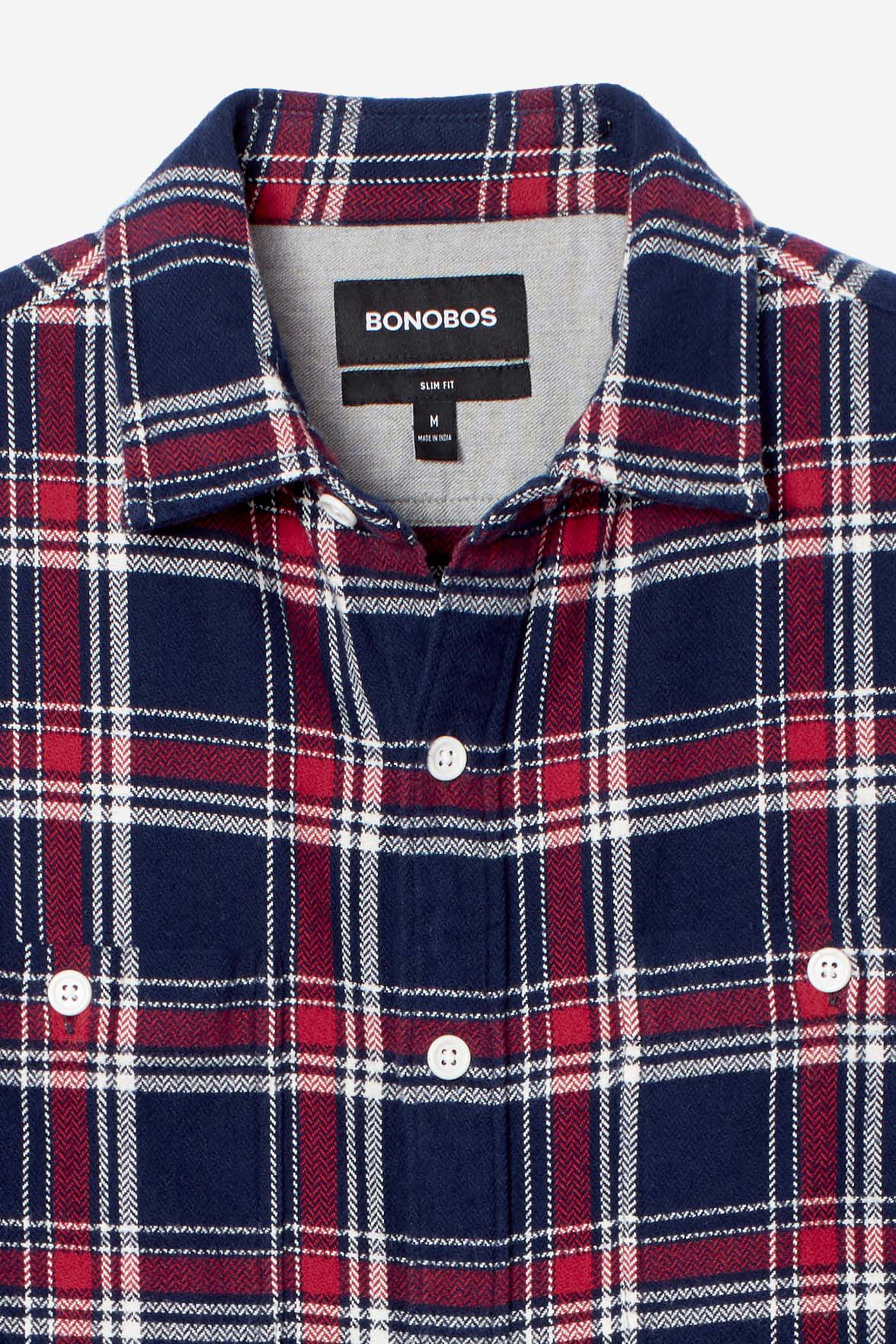 Bonobos Slim Fit authentic Blue Plaid Flannel Shirt