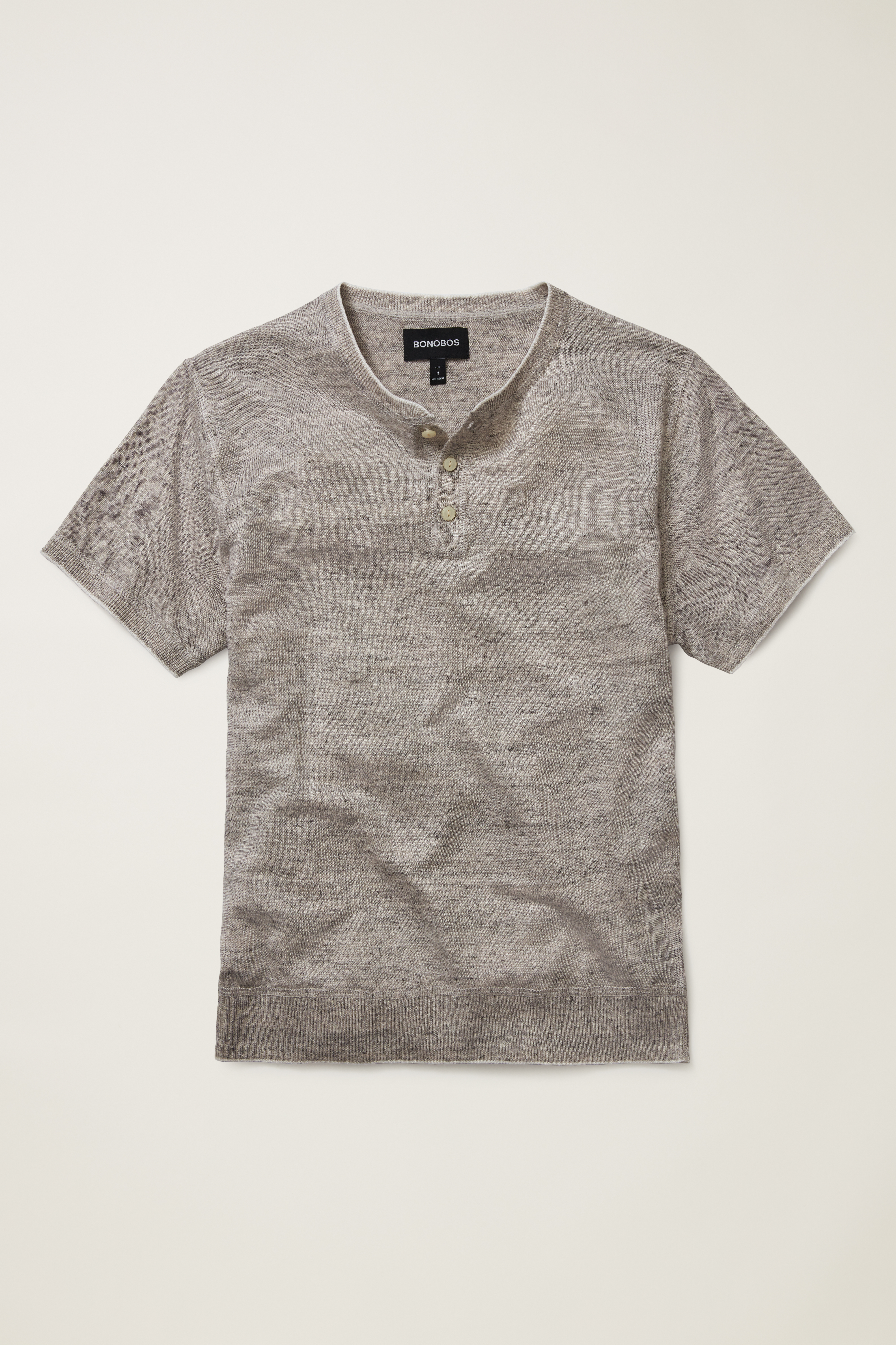 Short Sleeve Linen Henley Shirt