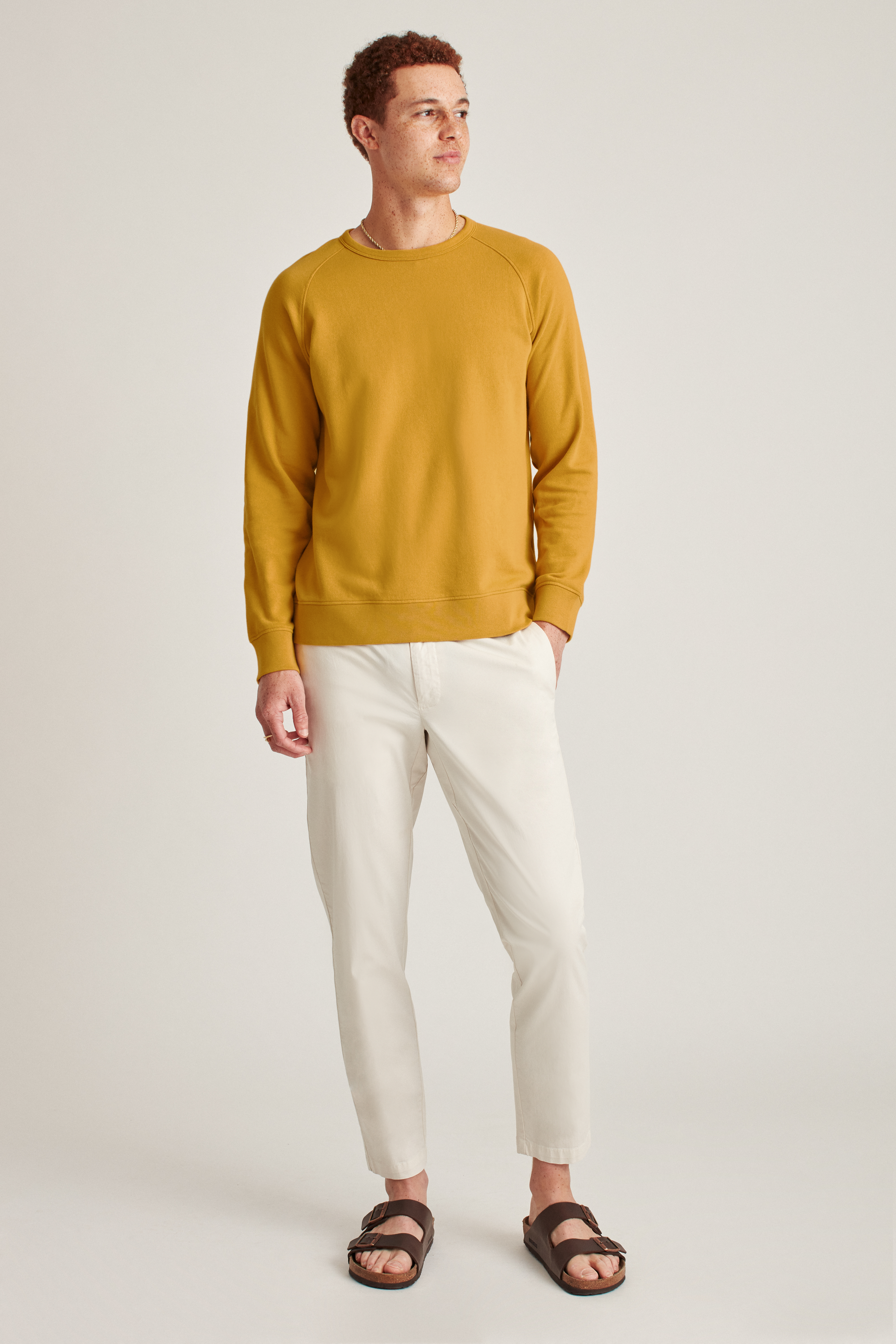 Lightweight French Terry Crew-Neck Sweater