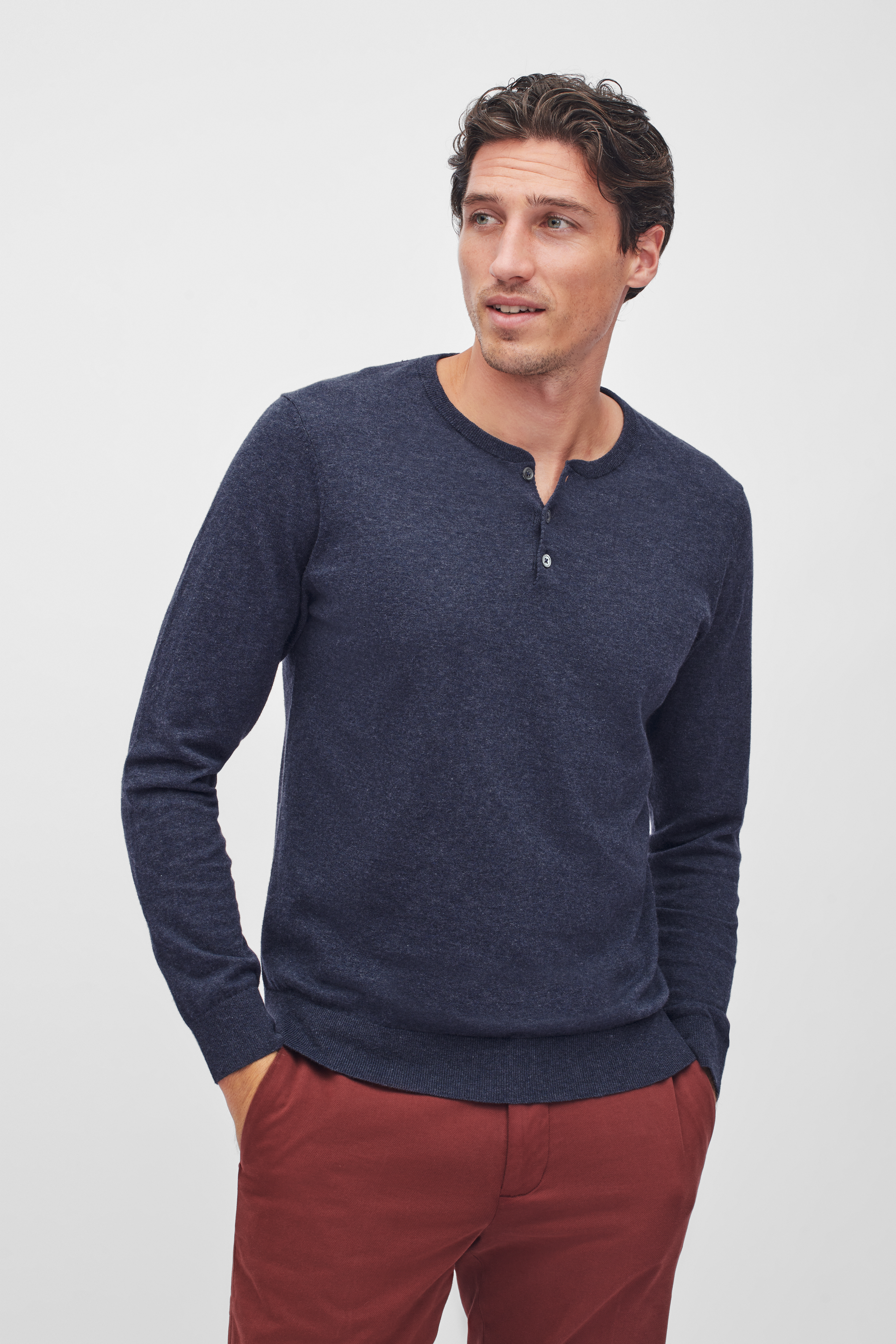 Lightweight Cotton Sweater Henley