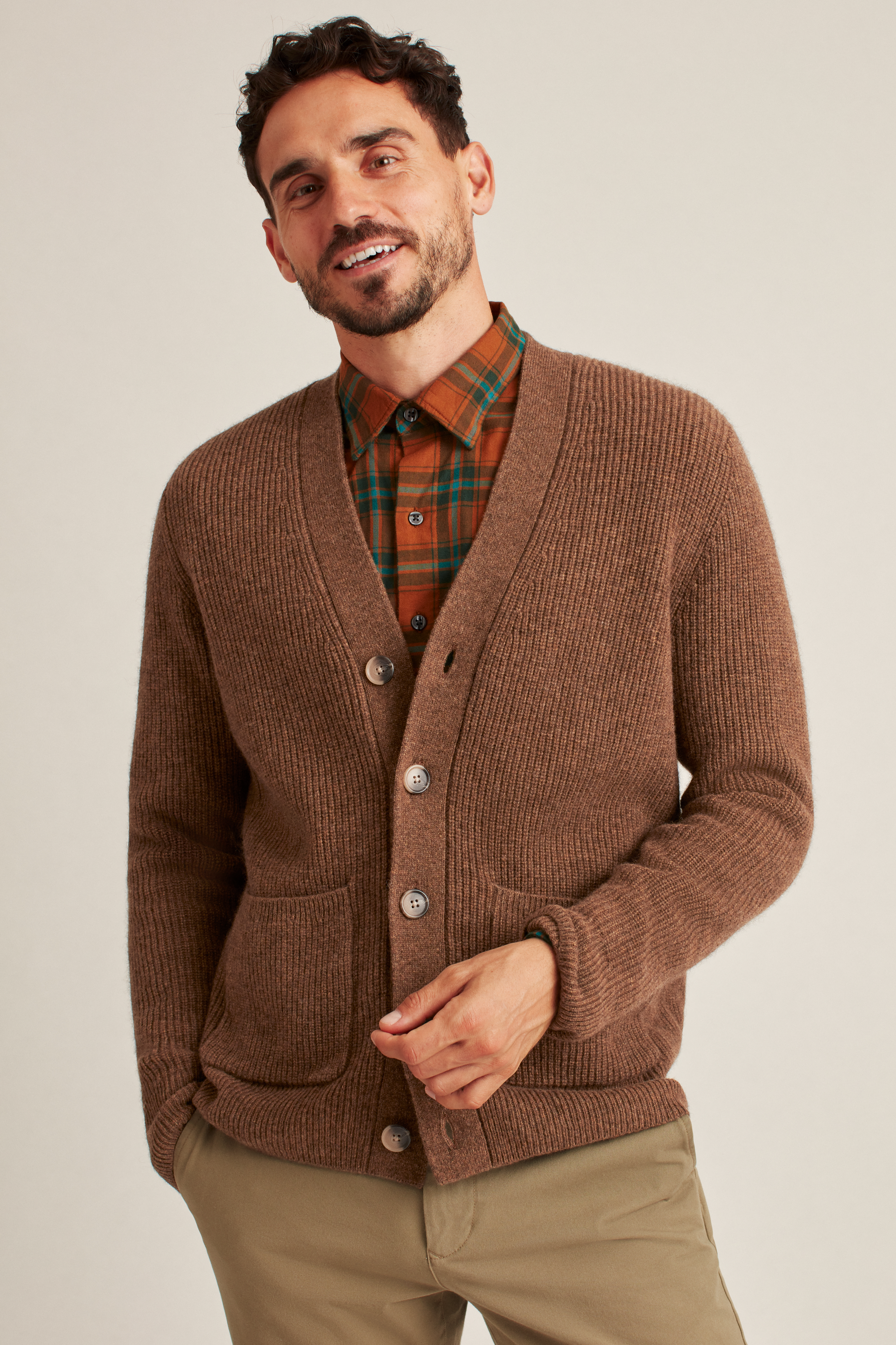 Yak Blend Ribbed Cardigan