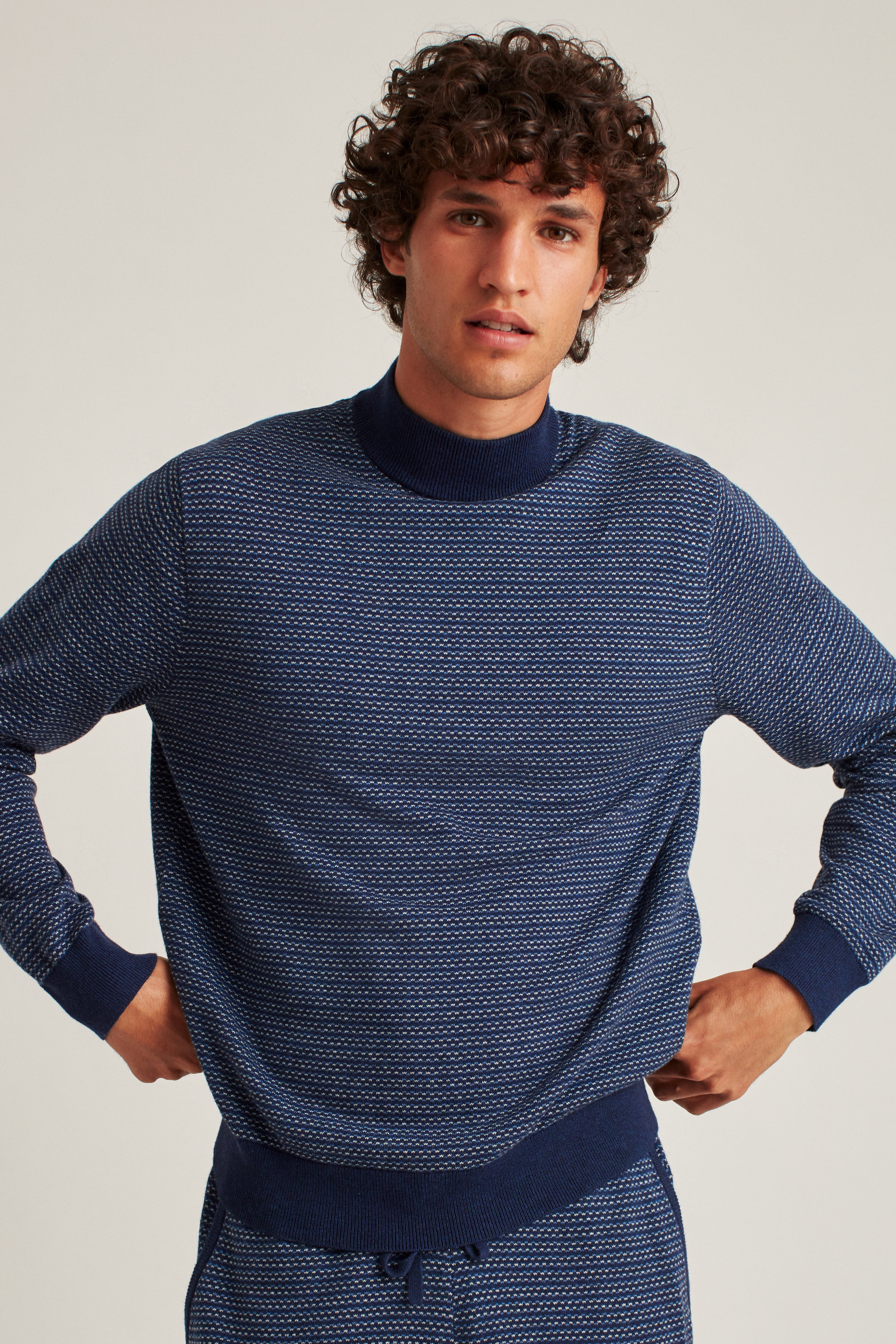 Cotton Cashmere Mock Neck Sweater