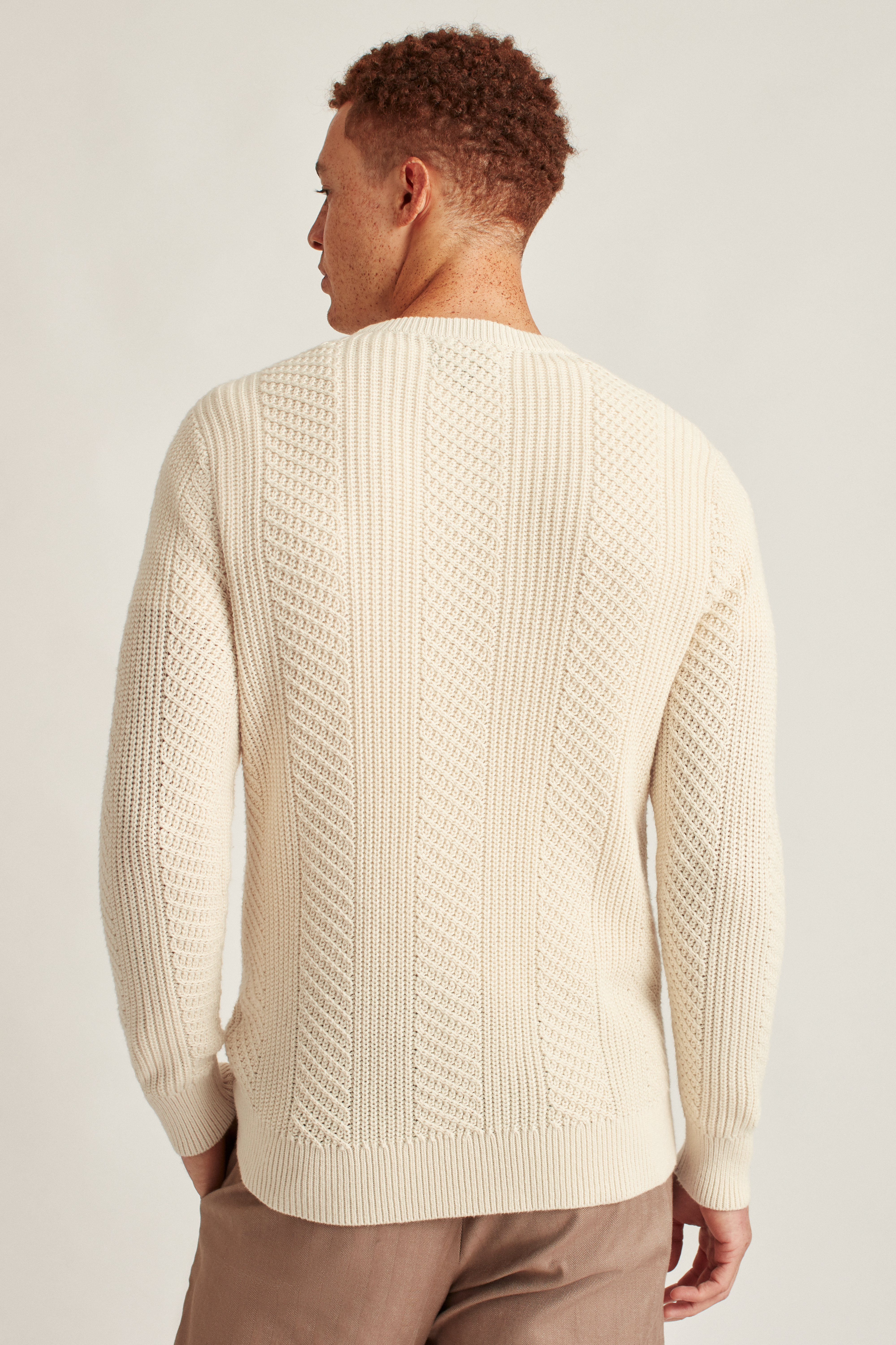 Cotton Cashmere Cable Crew Neck Sweater