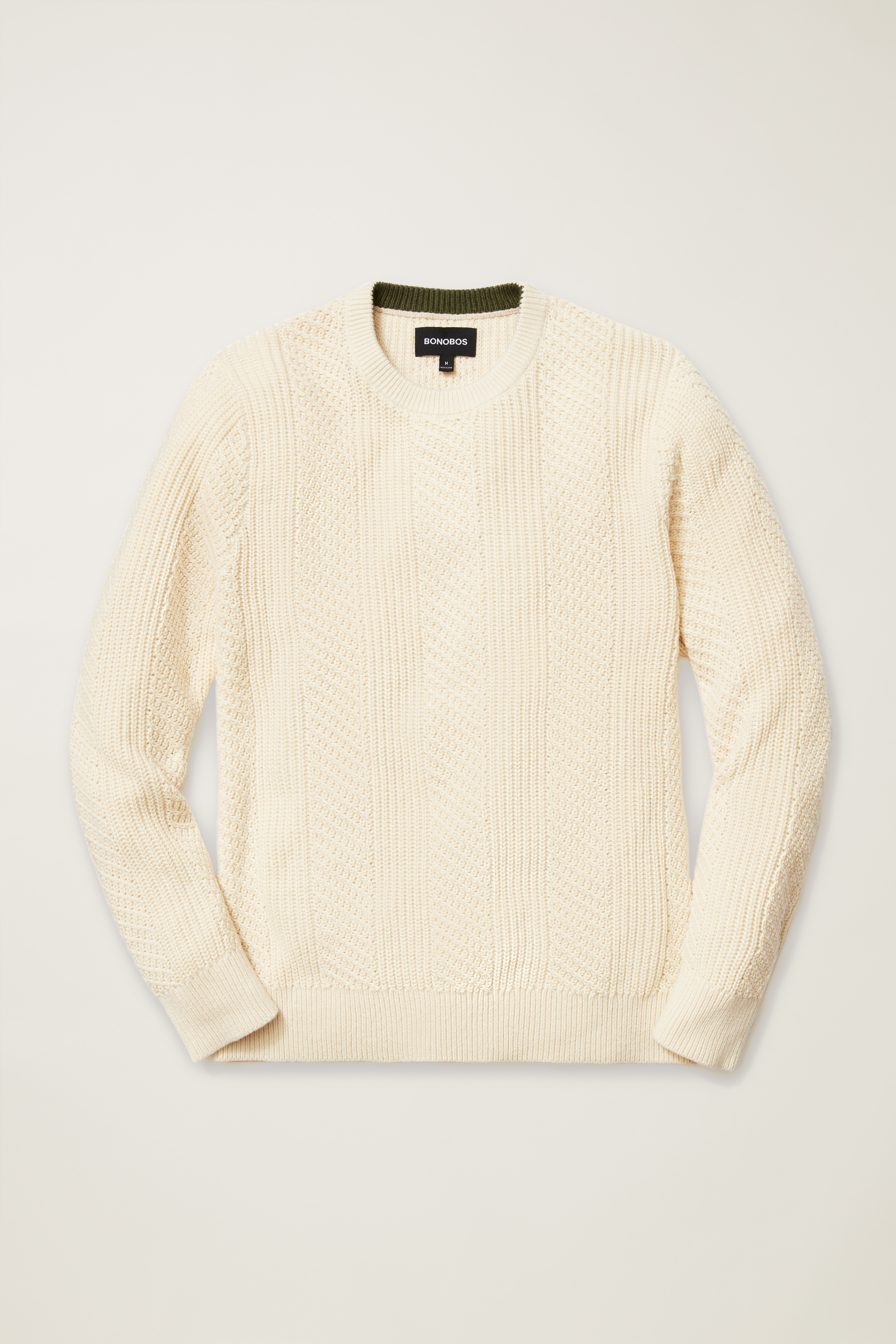 Cotton Cashmere Cable Crew Neck Sweater