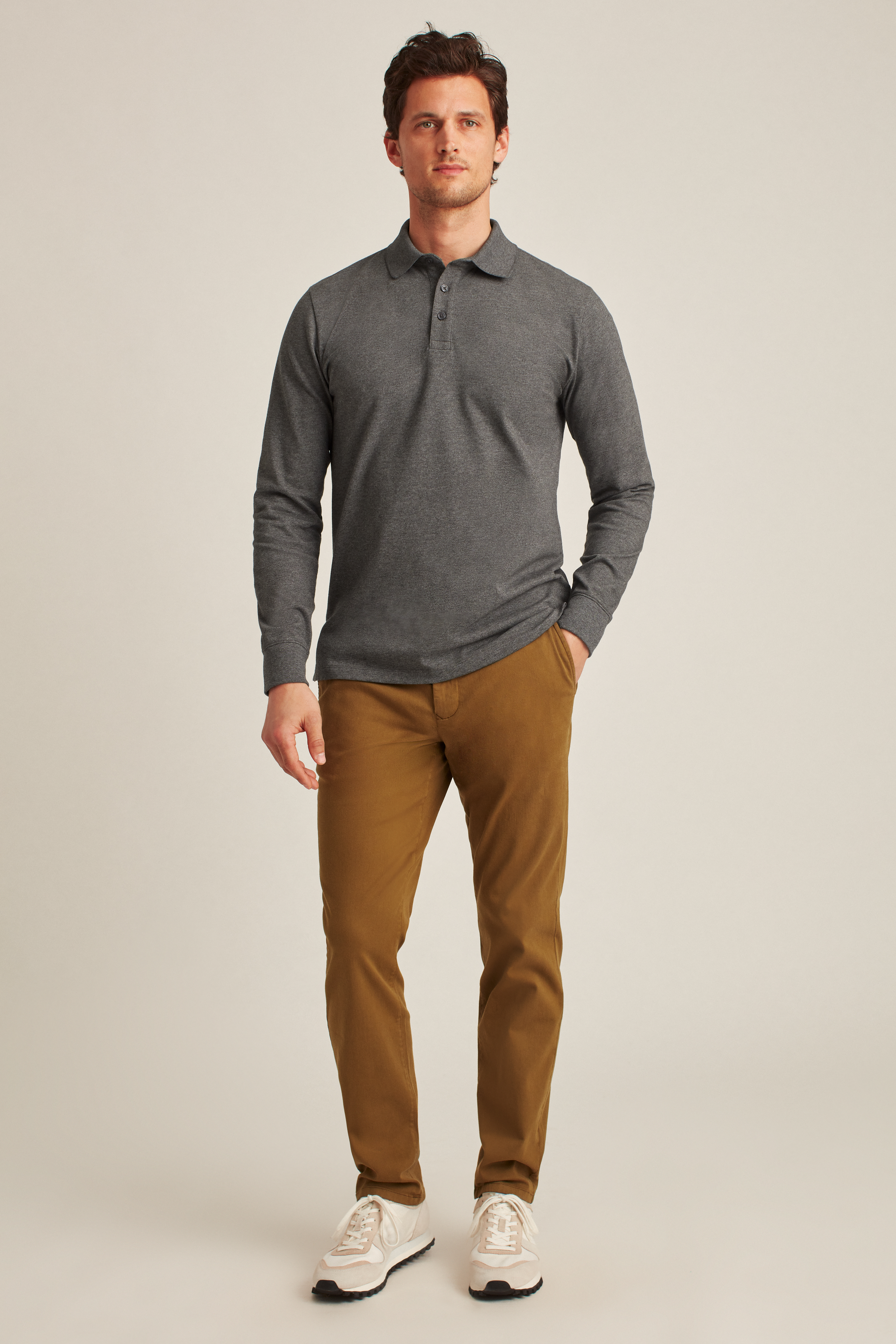 Stretch Pique Long Sleeve Polo