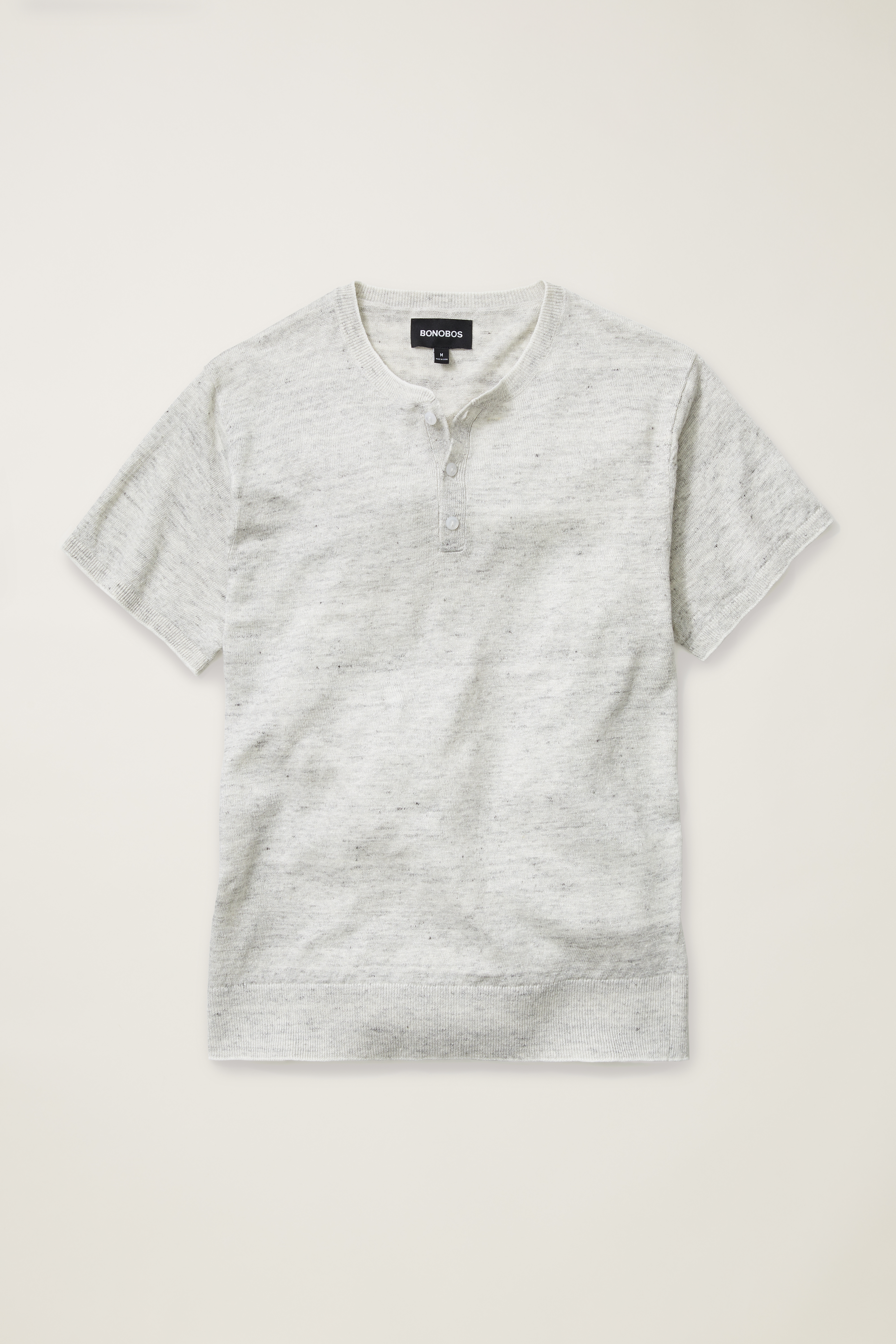 Short Sleeve Linen Henley