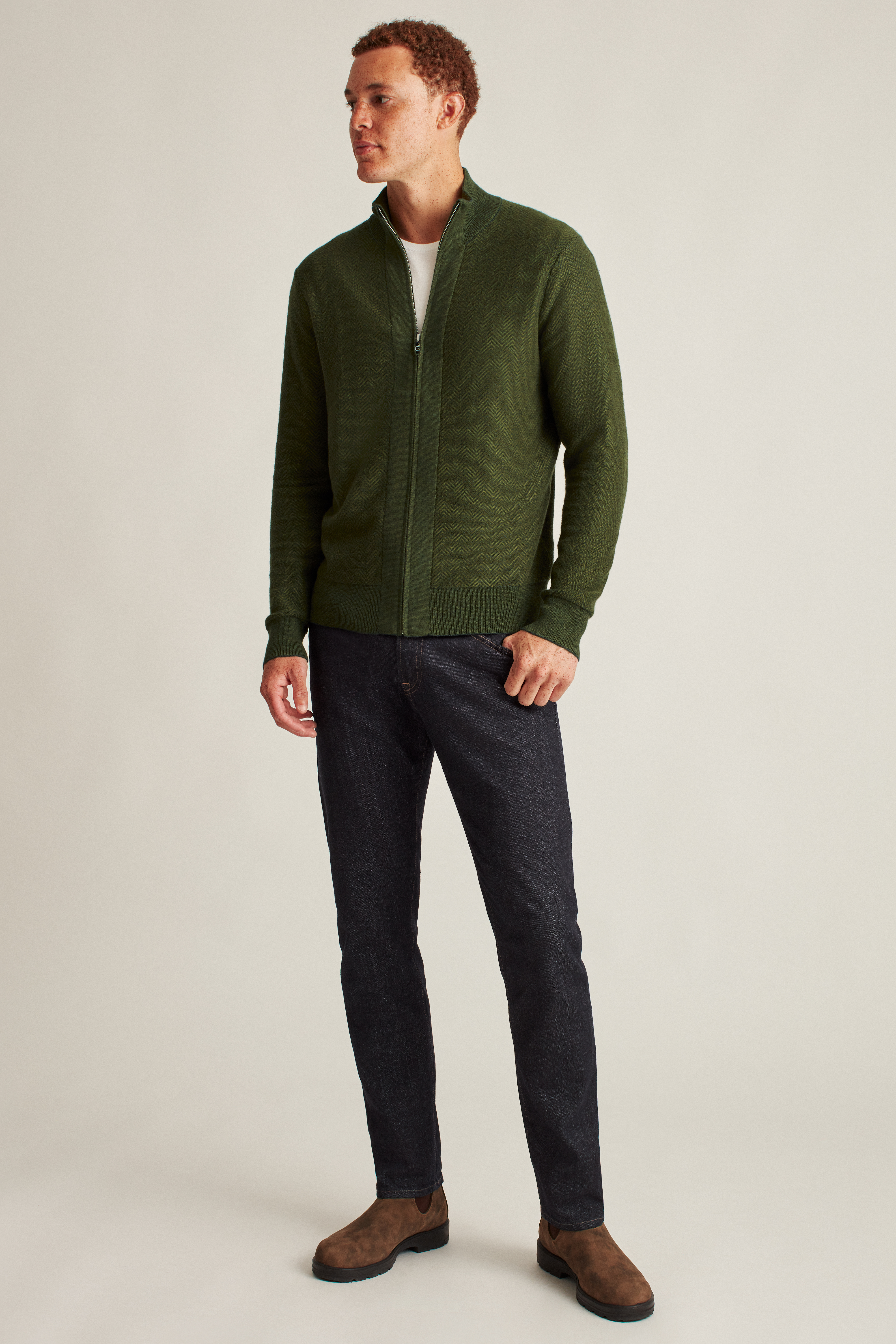 Cotton Cashmere Full-Zip Jacket