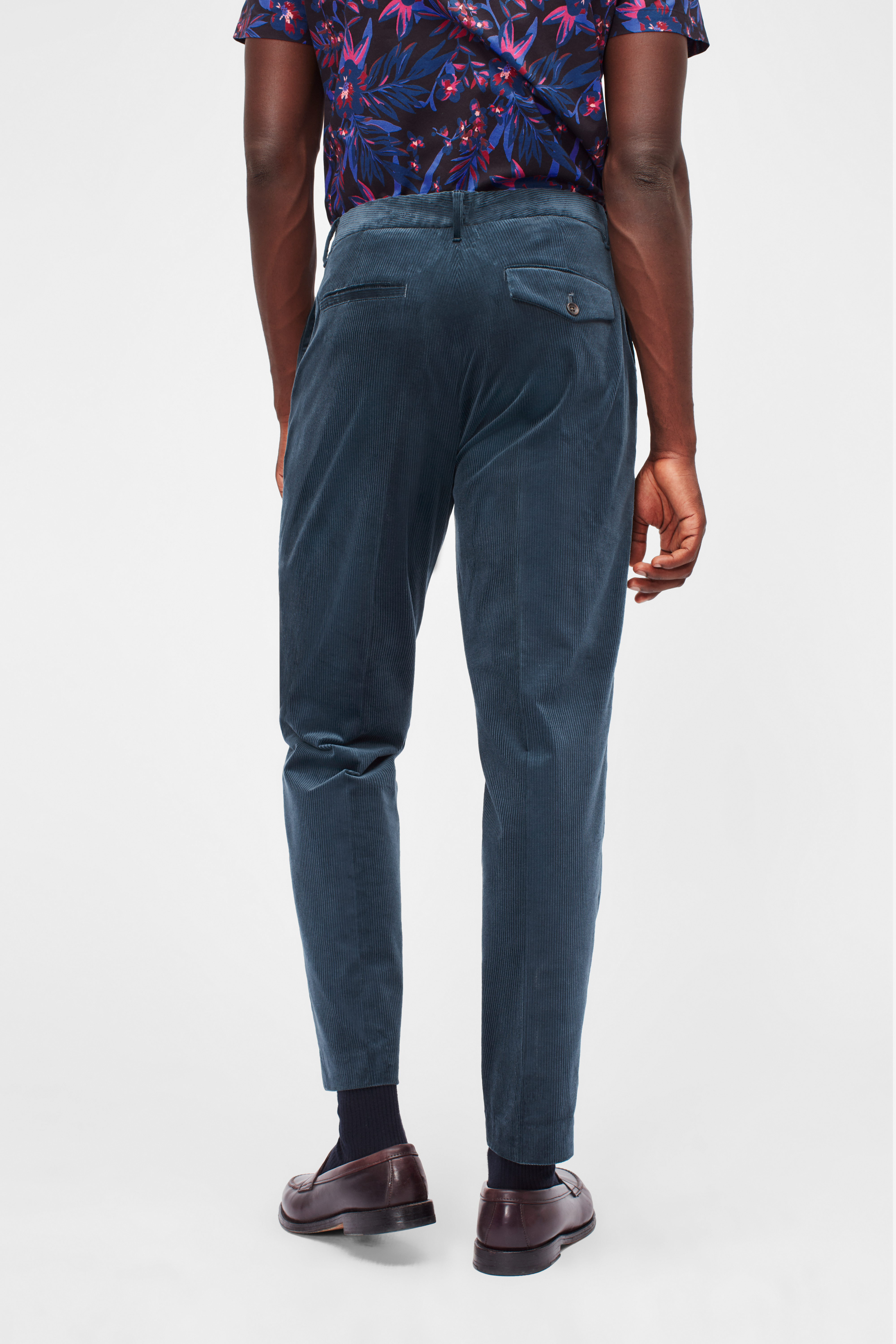 Pleated Stretch Corduroy Trousers