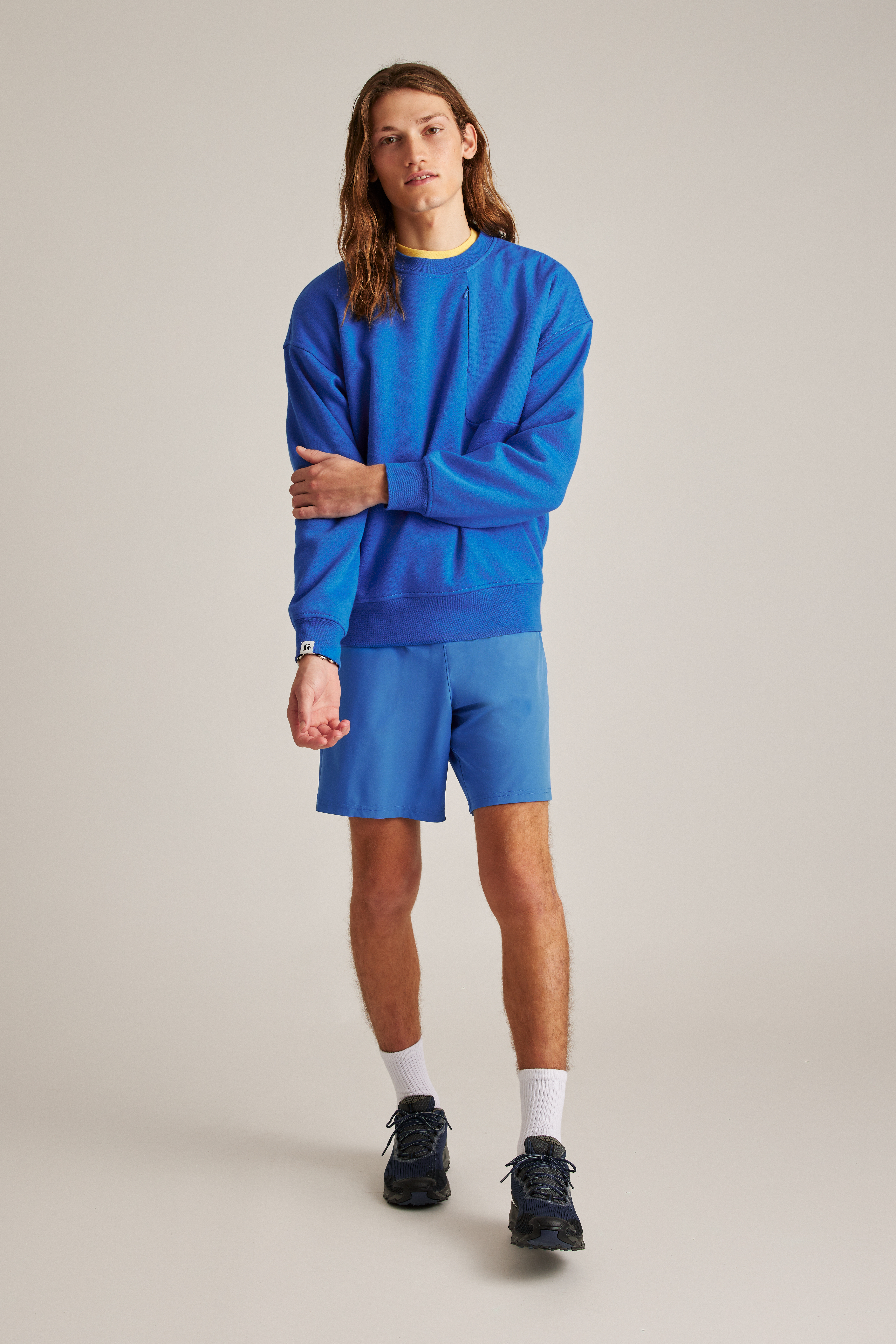 Relaxed Fleece Mixed Media Crewneck Sweatshirt | Fielder | Bonobos