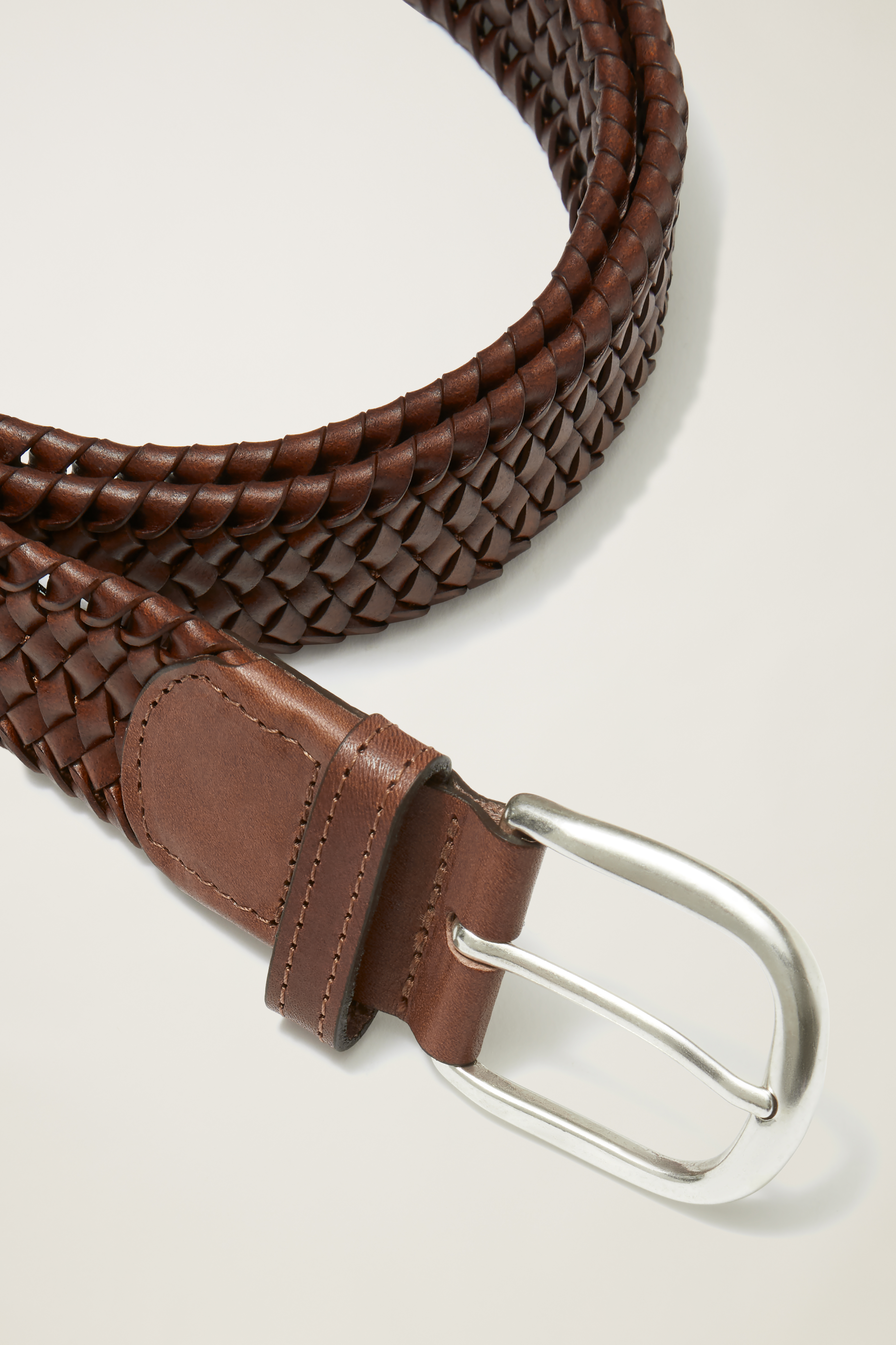 Woven leather belt - Brown