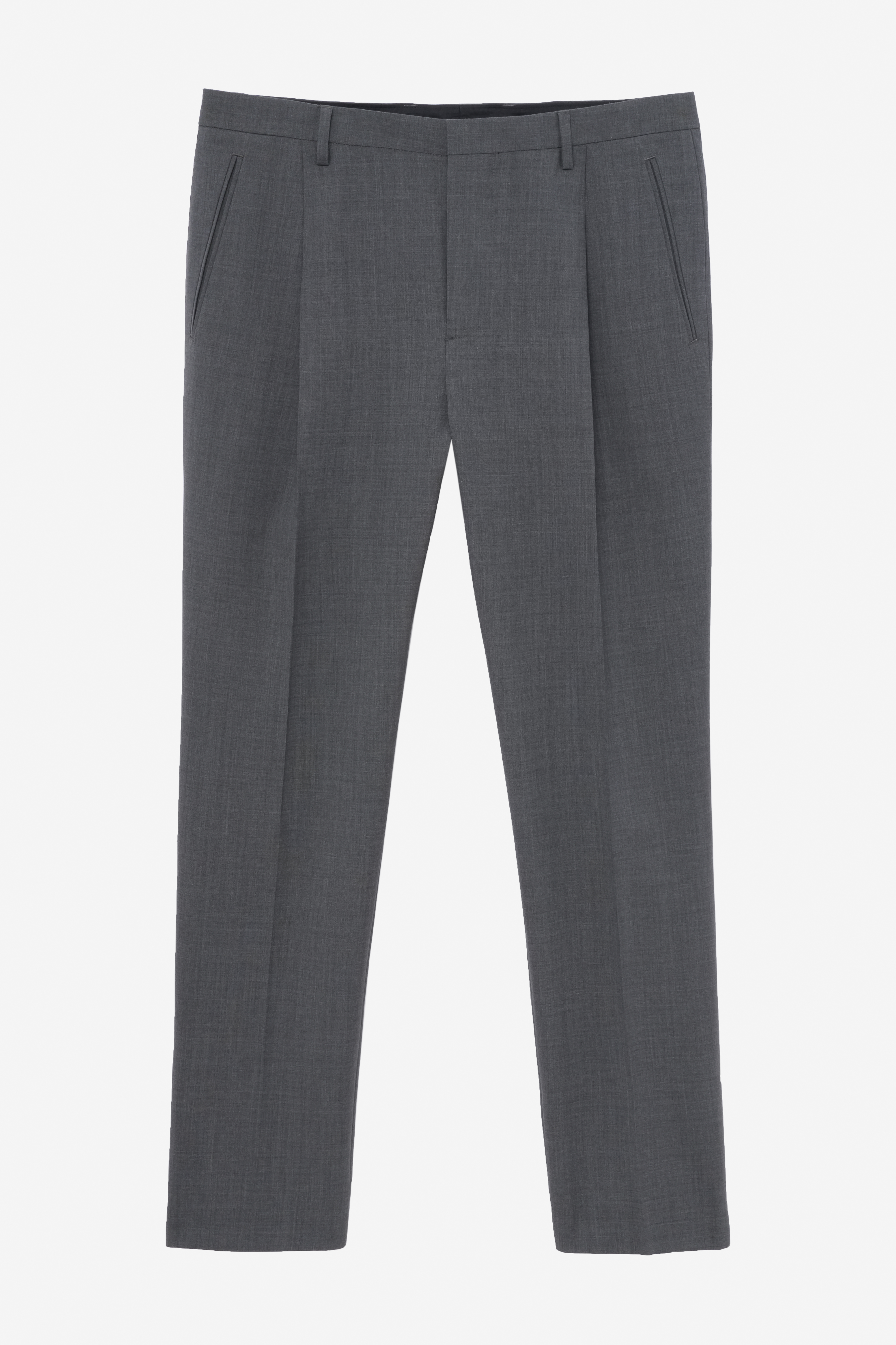 Pleated Stretch Wool Trousers