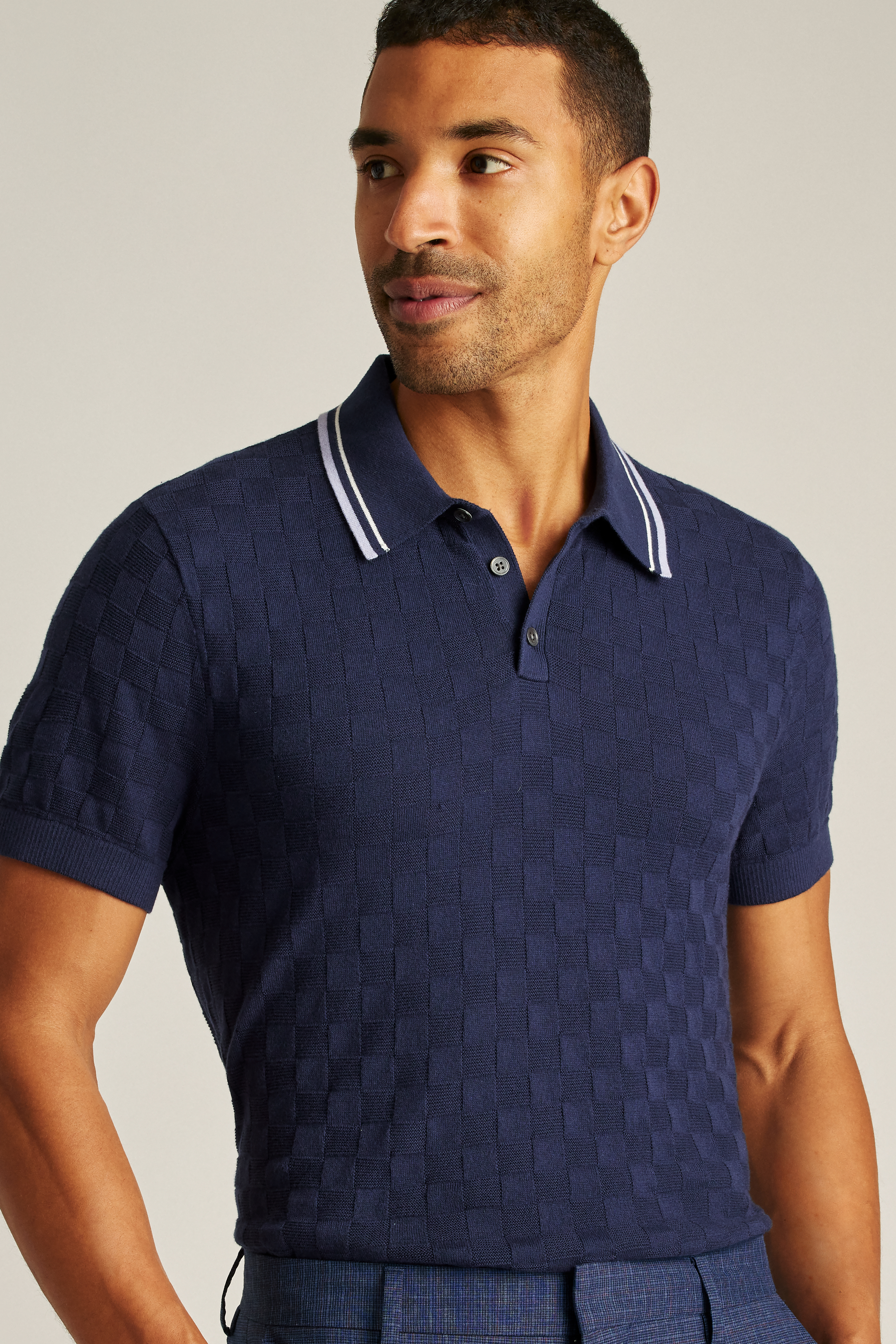 Grid Sweater Polo