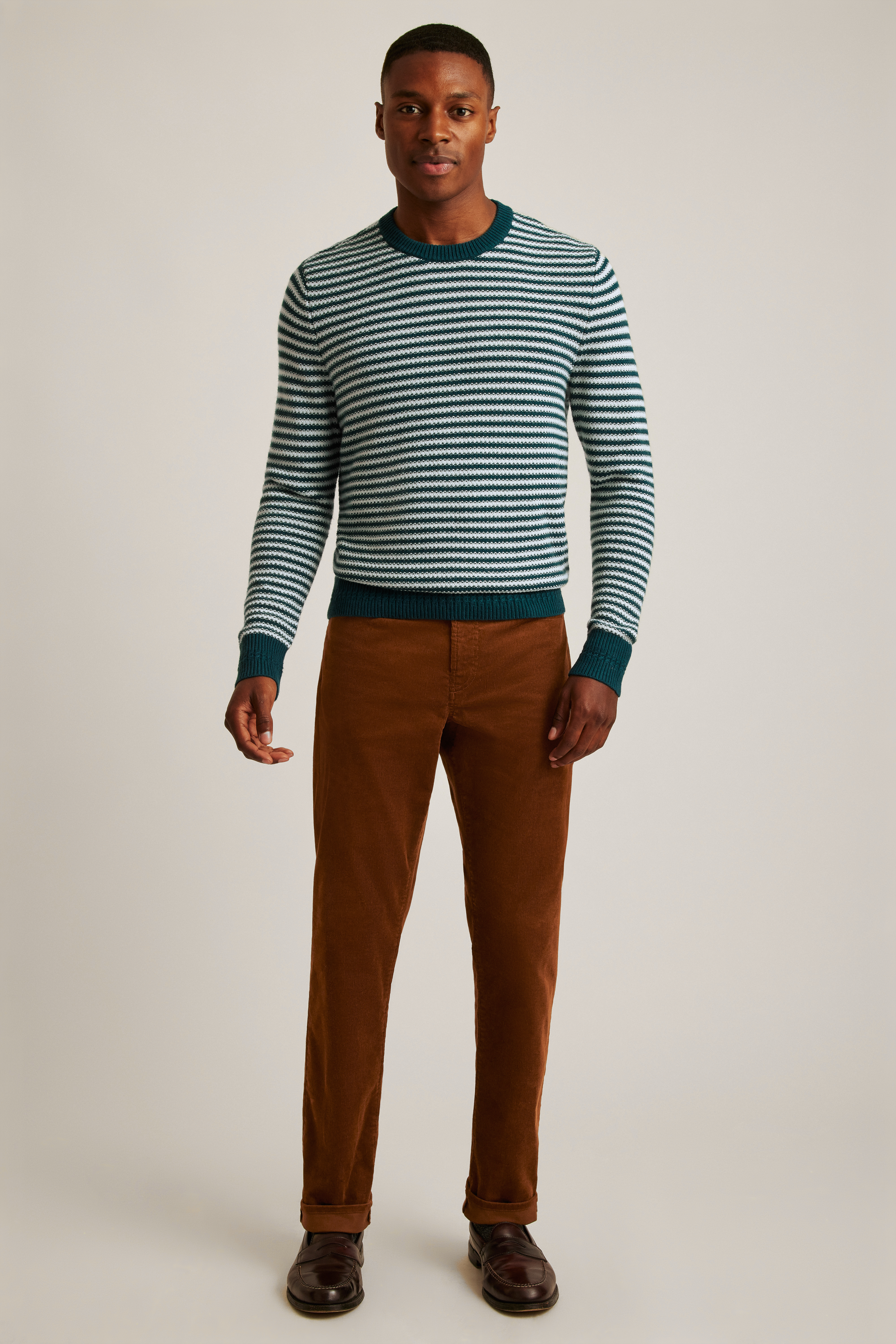 Midweight Stripe Stitch Crew Neck Sweater