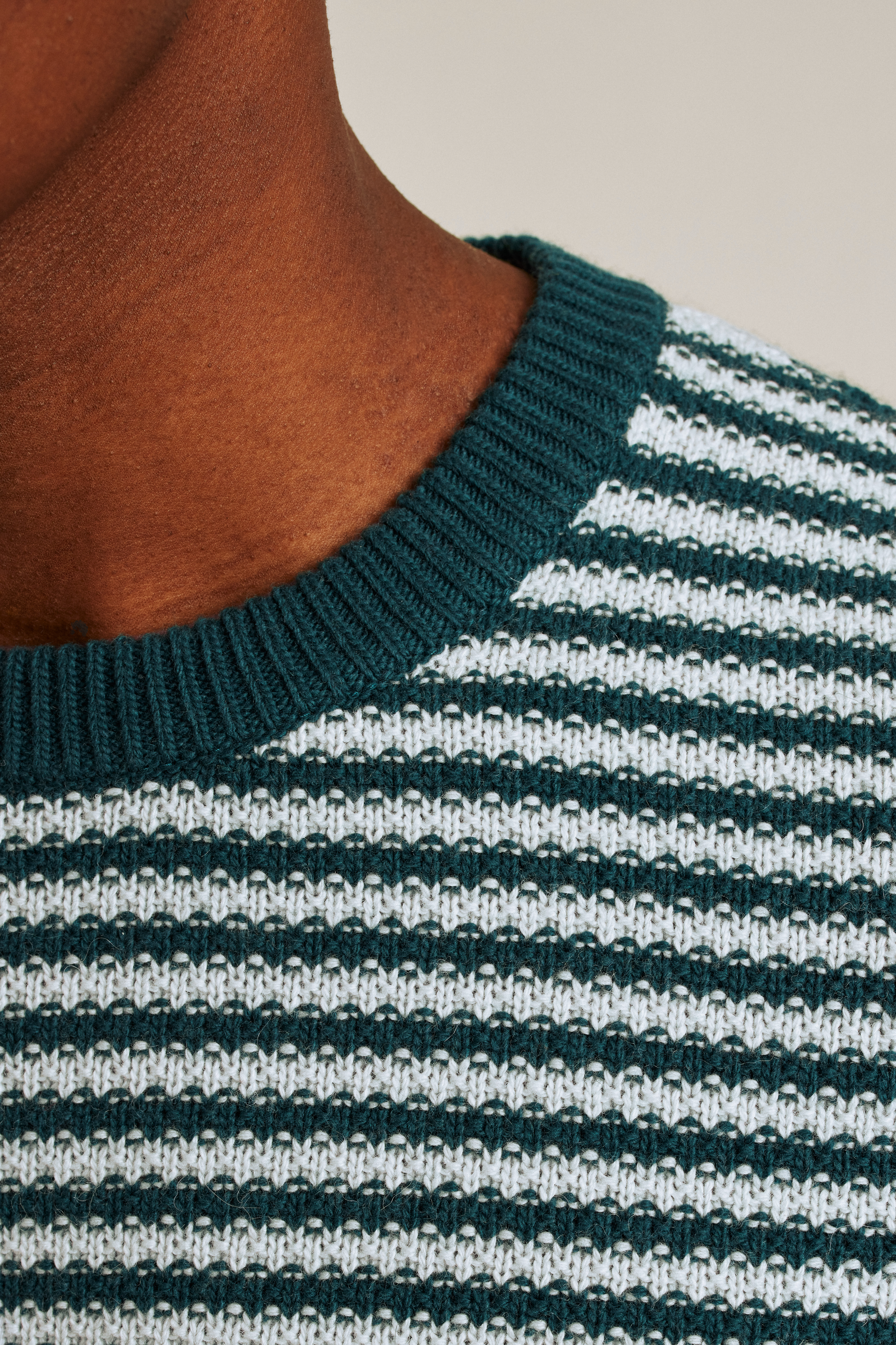 Midweight Stripe Stitch Crew Neck Sweater