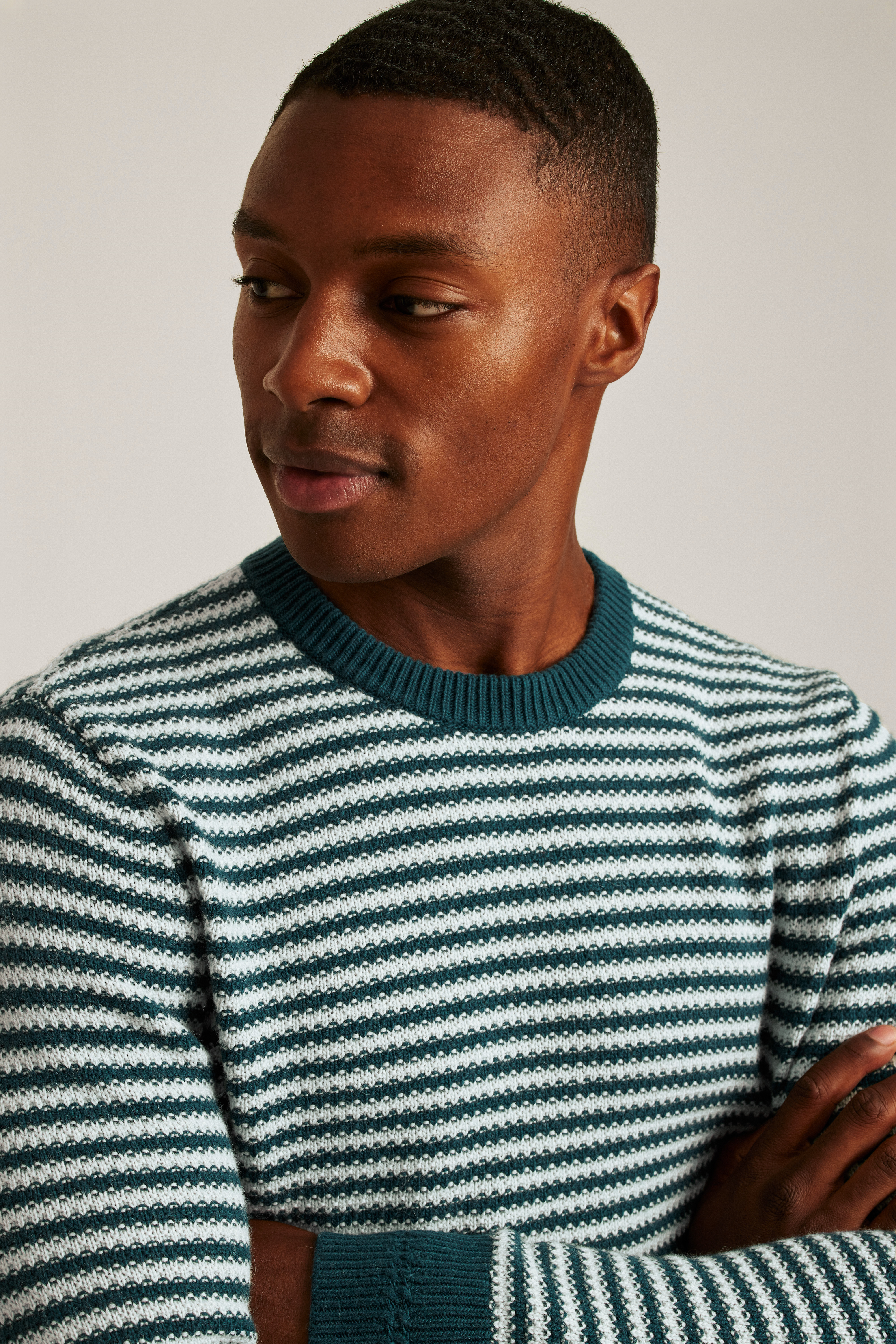 Midweight Stripe Stitch Crew Neck Sweater