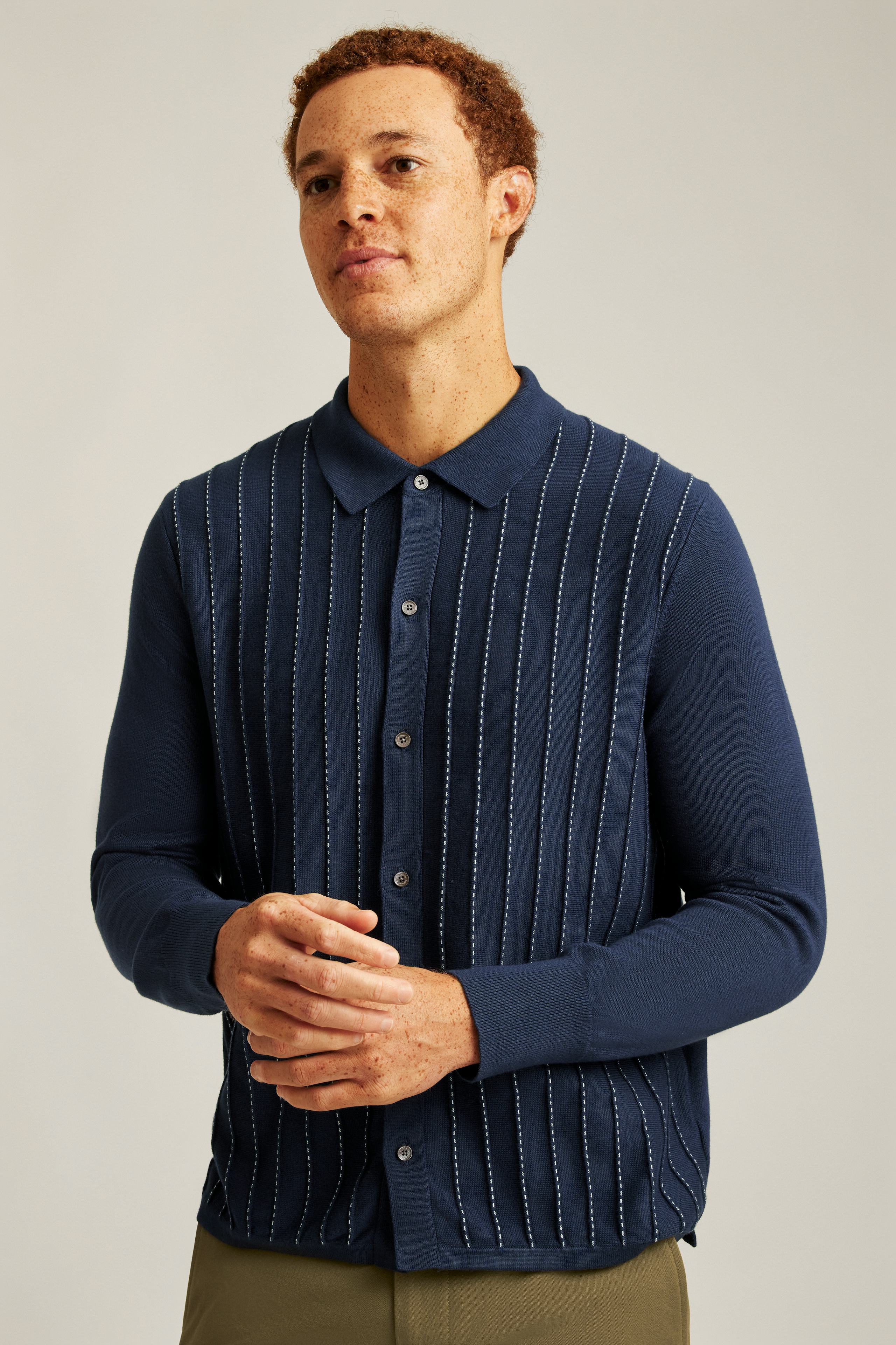 Striped Cardigan Sweater Polo