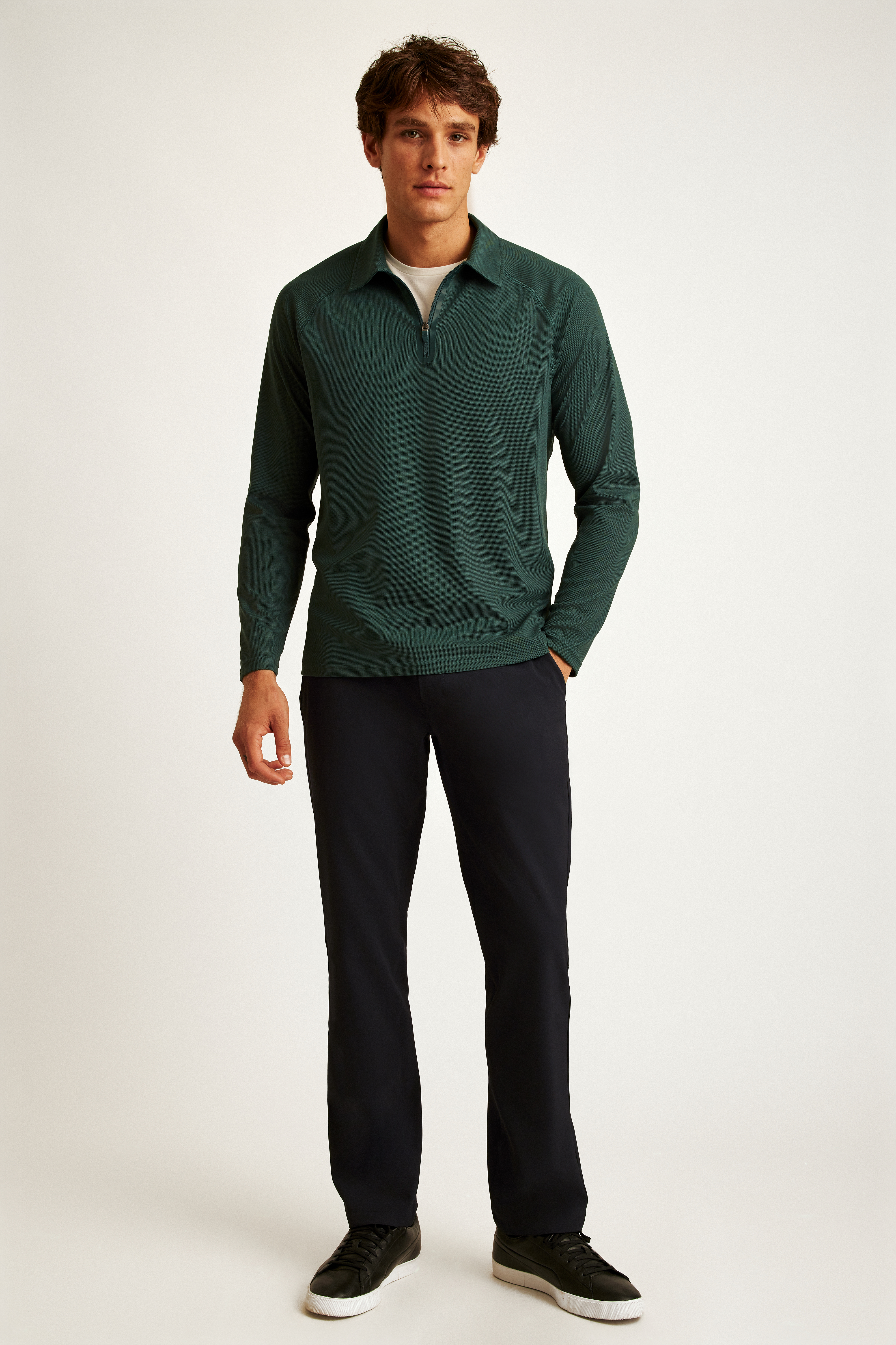 All Day Long Sleeve Zip Polo