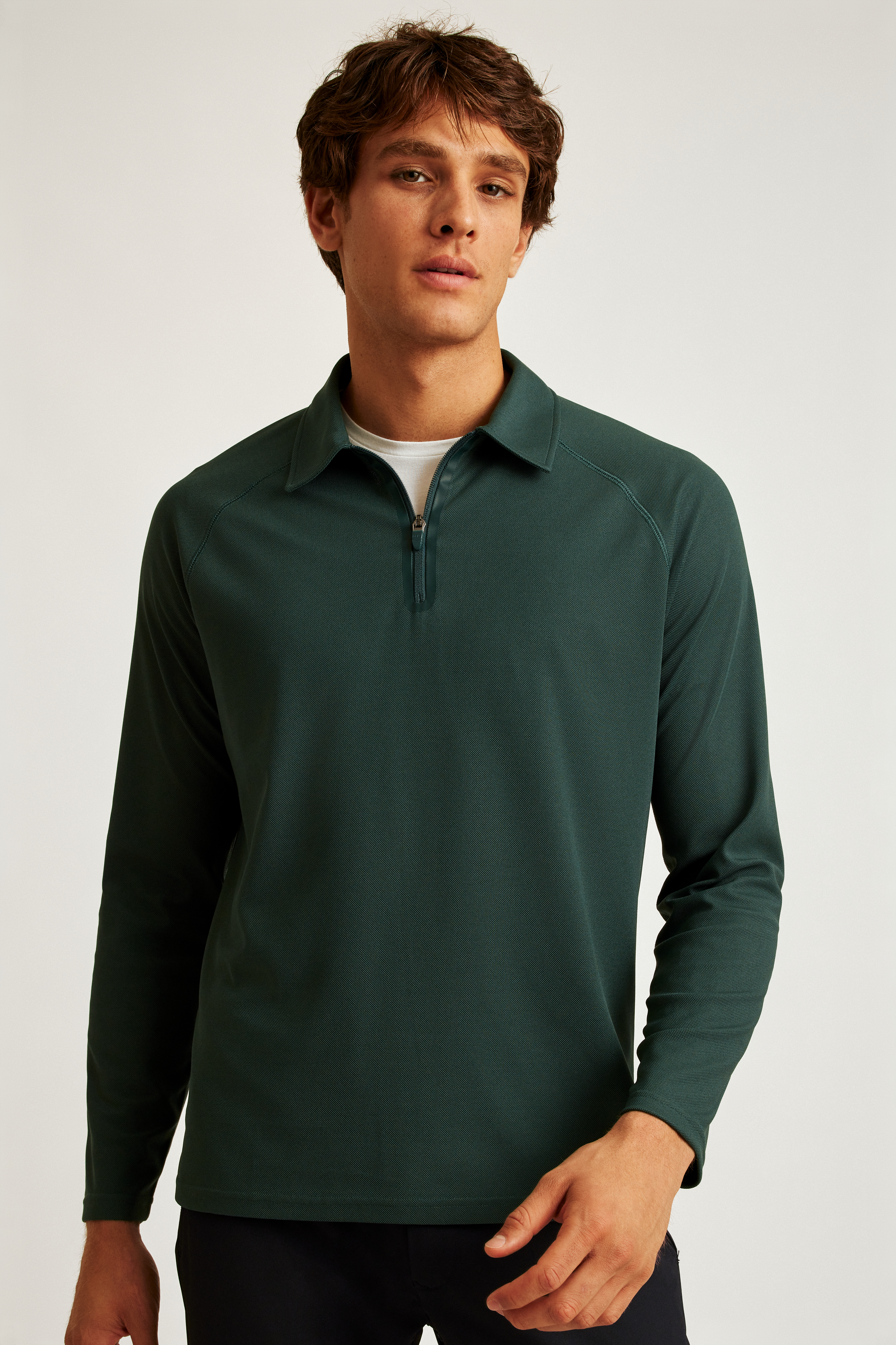 All Day Long Sleeve Zip Polo