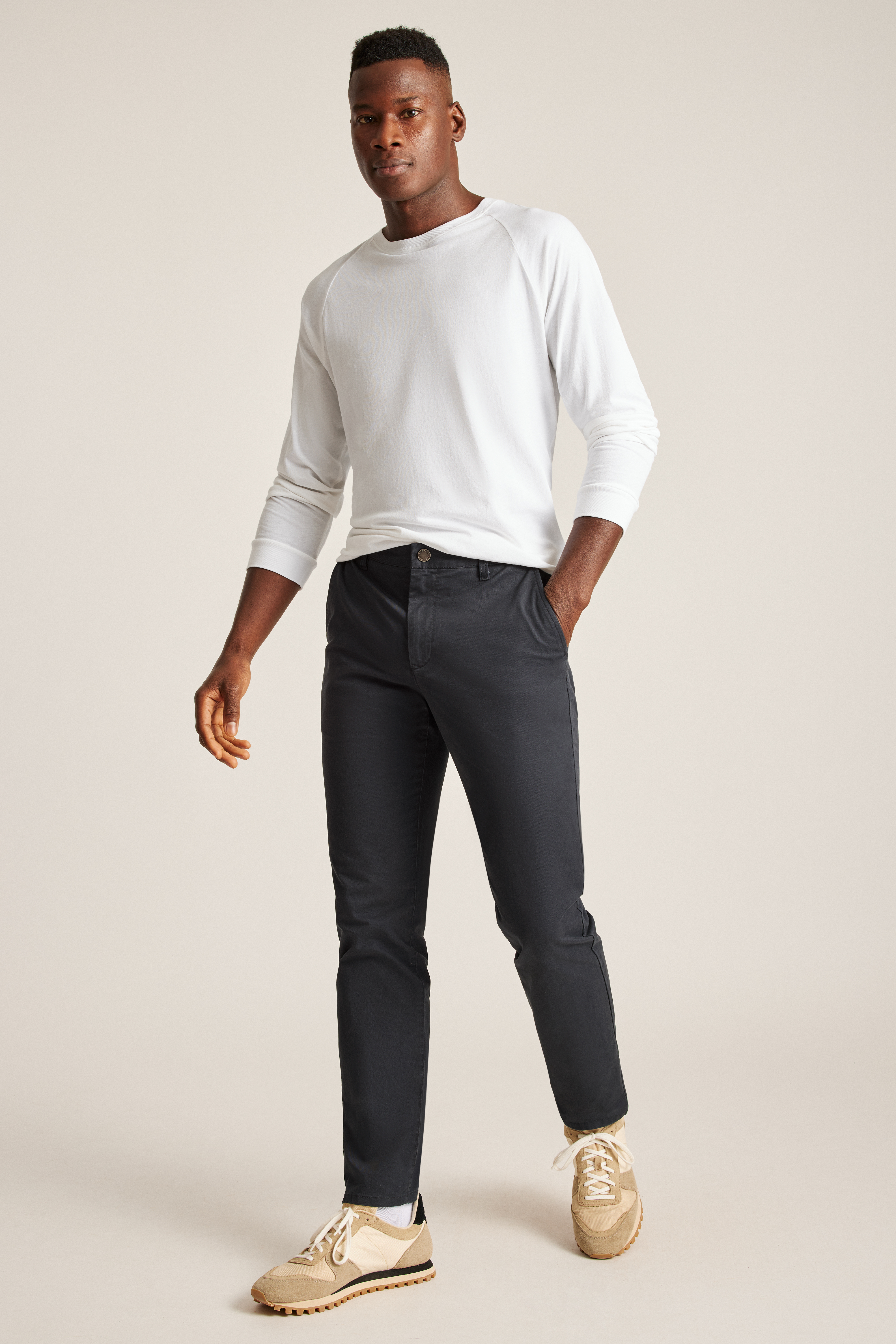 Brenta Charcoal Brushed Stretch Cotton Chino - Custom Fit Pants