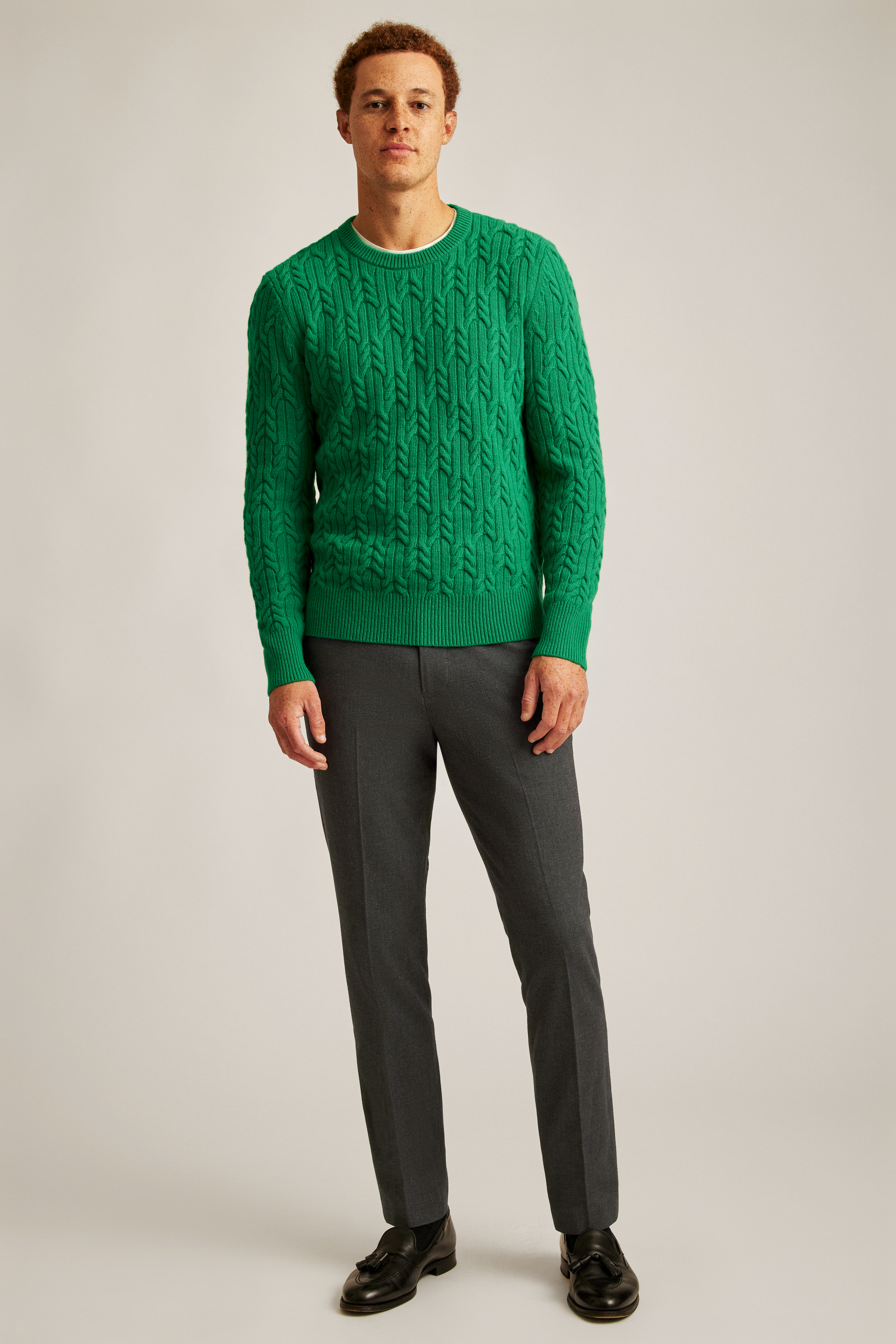 Wool Cable Crew Neck Sweater