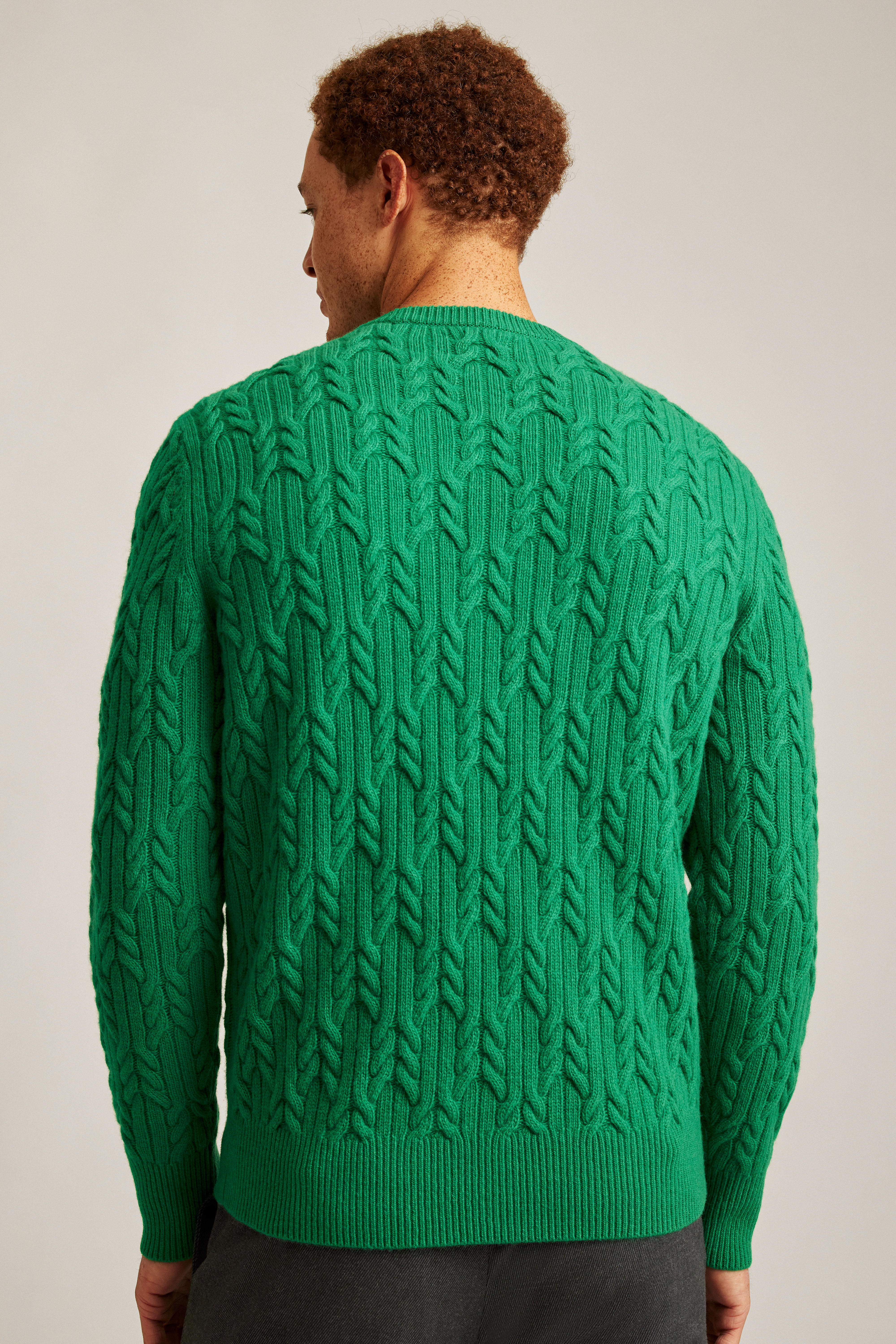 Wool Cable Crew Neck Sweater